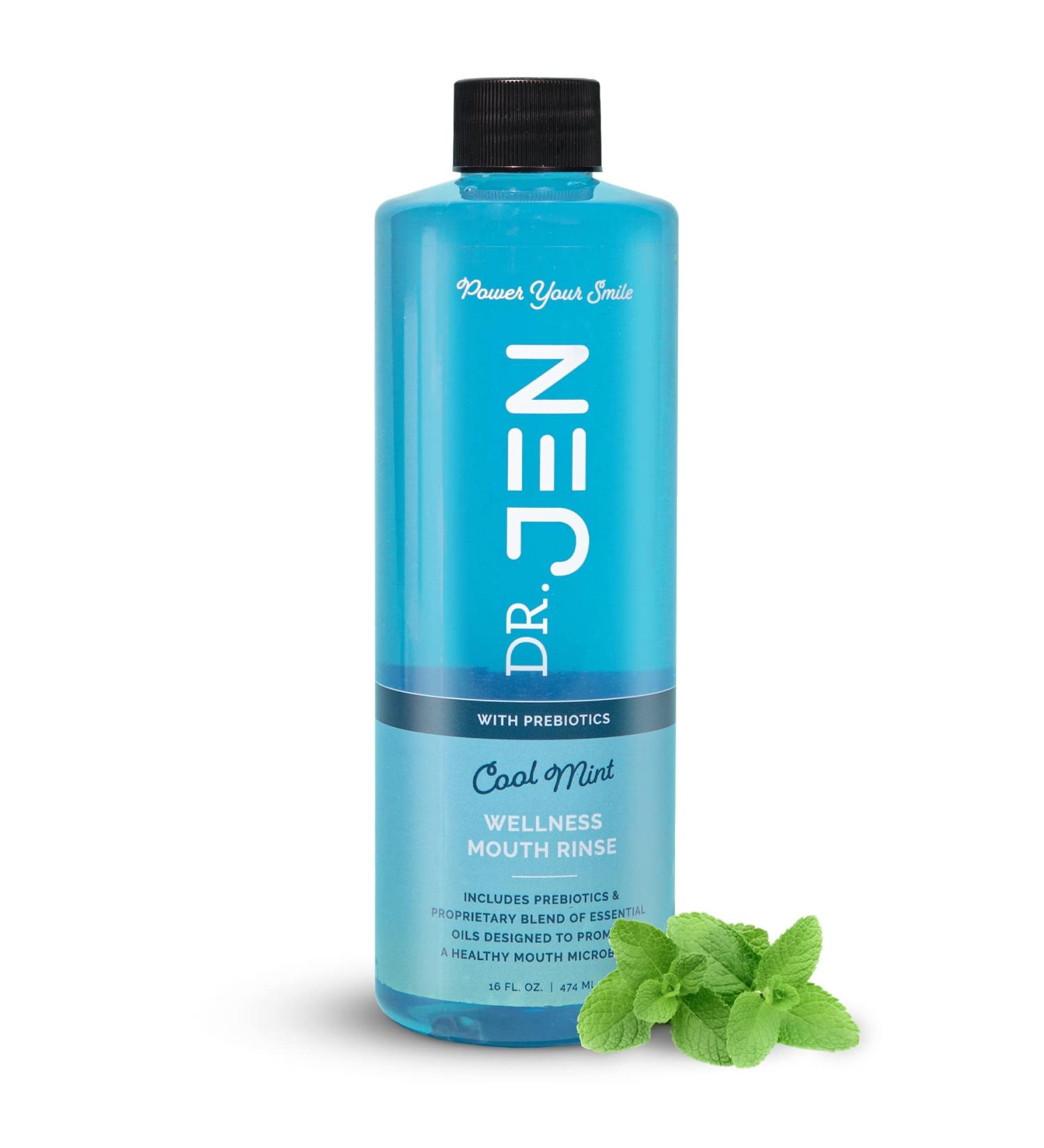Dr Jen Prebiotic Mouth Rinse - Essential Oils, Dentist Created, Non-Toxic - Promote Healthy Gums (16 Fl Oz, Cool Mint) - Buy Online on SooperMarket.com
