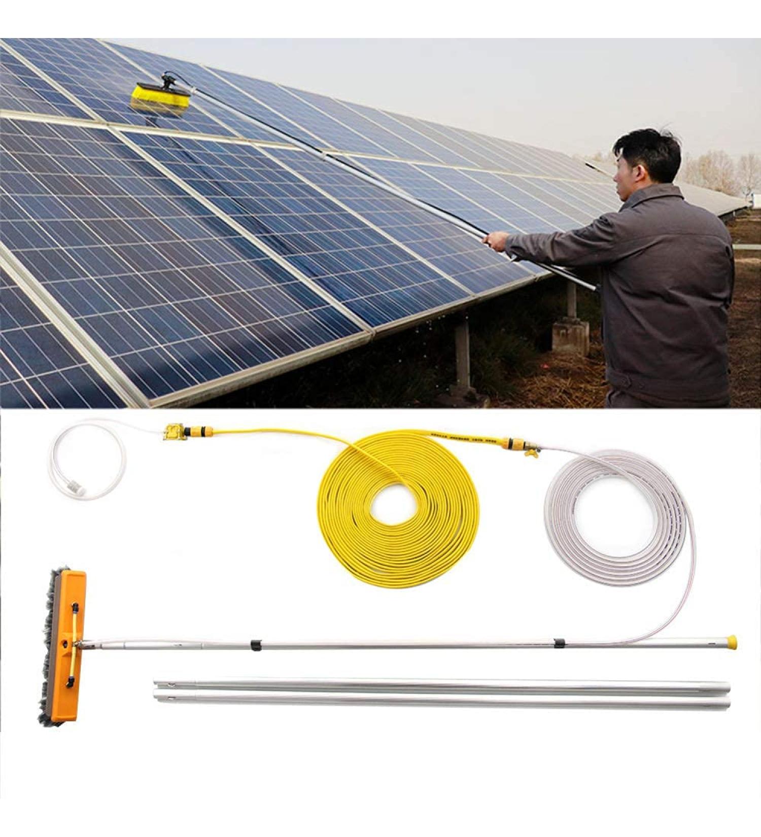 photovoltaic cleaner window cleaning pole 4M-12M Water Fed Telescopic Brush Window Clean Extendable Cleaner Conservatory Roof Cleaning Tools Pole 55cm Brush Head 11M/36FT - Buy Online on SooperMarket.com