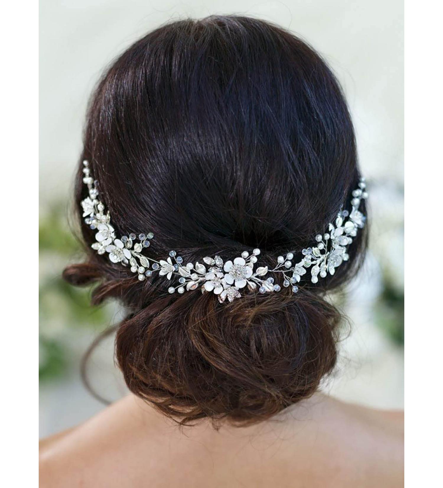 EASEDAILY Flower Bride Wedding Hair Vine Pearl Headpiece for Women and Girls - 15.7inches - Buy Online on SooperMarket.com