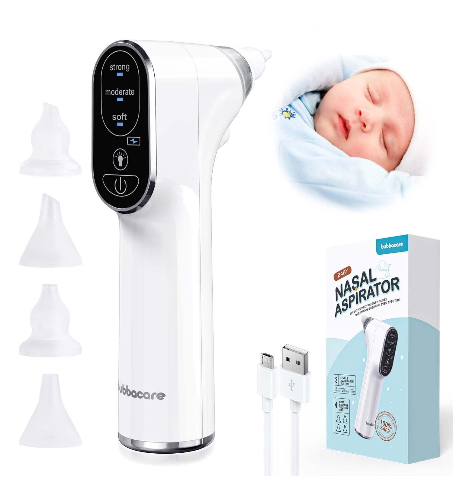 Electric Baby Nasal Aspirator & Ear Wax Remover | 3 Suction Levels | Rechargeable Nose Sucker with LED Light | Suitable for Newborns and Toddlers | 4 Silicone Tips | Bb880-1 - Buy Online on SooperMarket.com