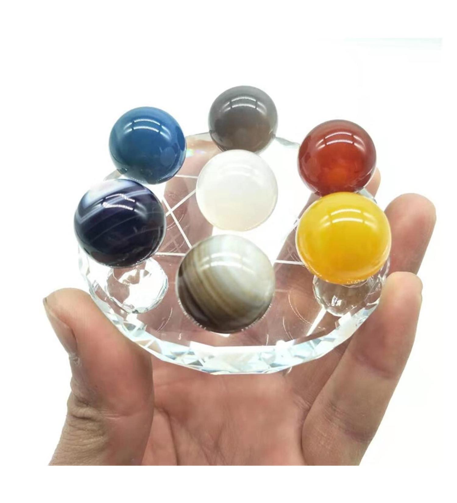 Natural Crystal Rough Ornament 15-25mm Natural Agate Crystal Ball Sphere Seven Star Array for Decorate 1 Set for Fengshuifor Fengshui Decoration Gift Decoration 1set - Buy Online on SooperMarket.com