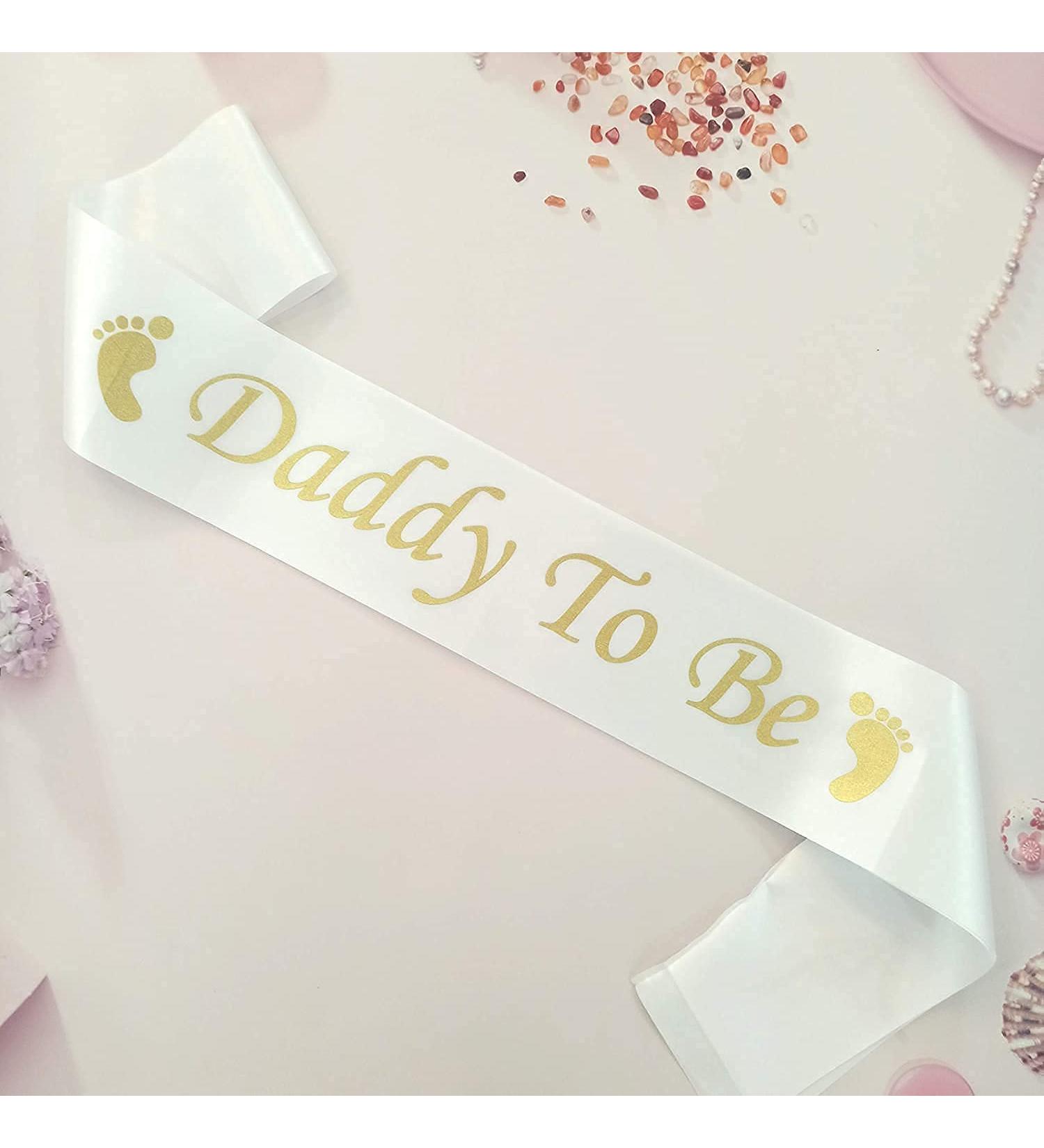 Dad To Be Gender Reveal Father To BeDaddy to Be Sash - Classy Baby Shower Sash For Dad To Be (White w/Gold Lettering) - Buy Online on SooperMarket.com