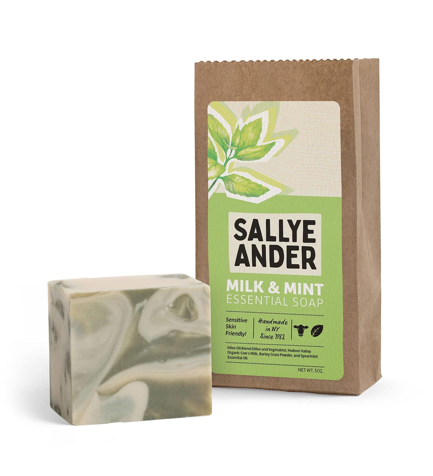 SALLYEANDER Milk & Mint Swirl Soap - 5oz Bar | Naturally Antibacterial & Hypoallergenic Handmade Skincare - Buy Internationally - Buy Online on SooperMarket.com