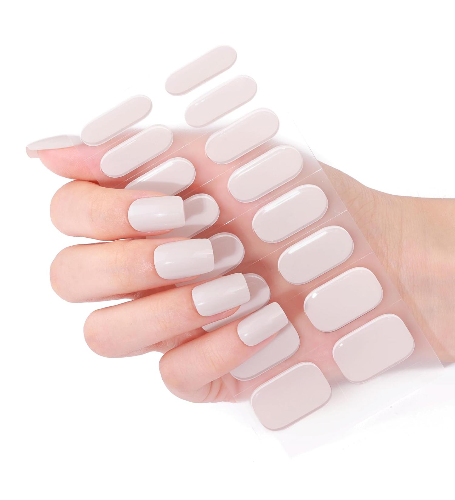 Beautfave Grey White Gel Nail Strips 16Pcs - Waterproof Adhesive Nail Wraps with File - UV/LED Lamp Required - Buy Online on SooperMarket.com
