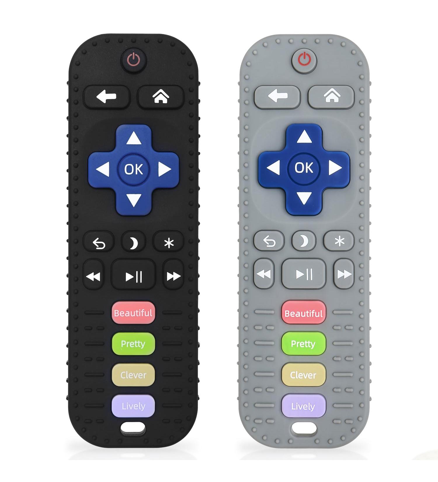 Remote-Controlled Silicone Bathing Toys for 3-Month-Olds - Dental Aid & Soothing Bite Rings (2-Set) in Black & Gray - Buy Online on SooperMarket.com
