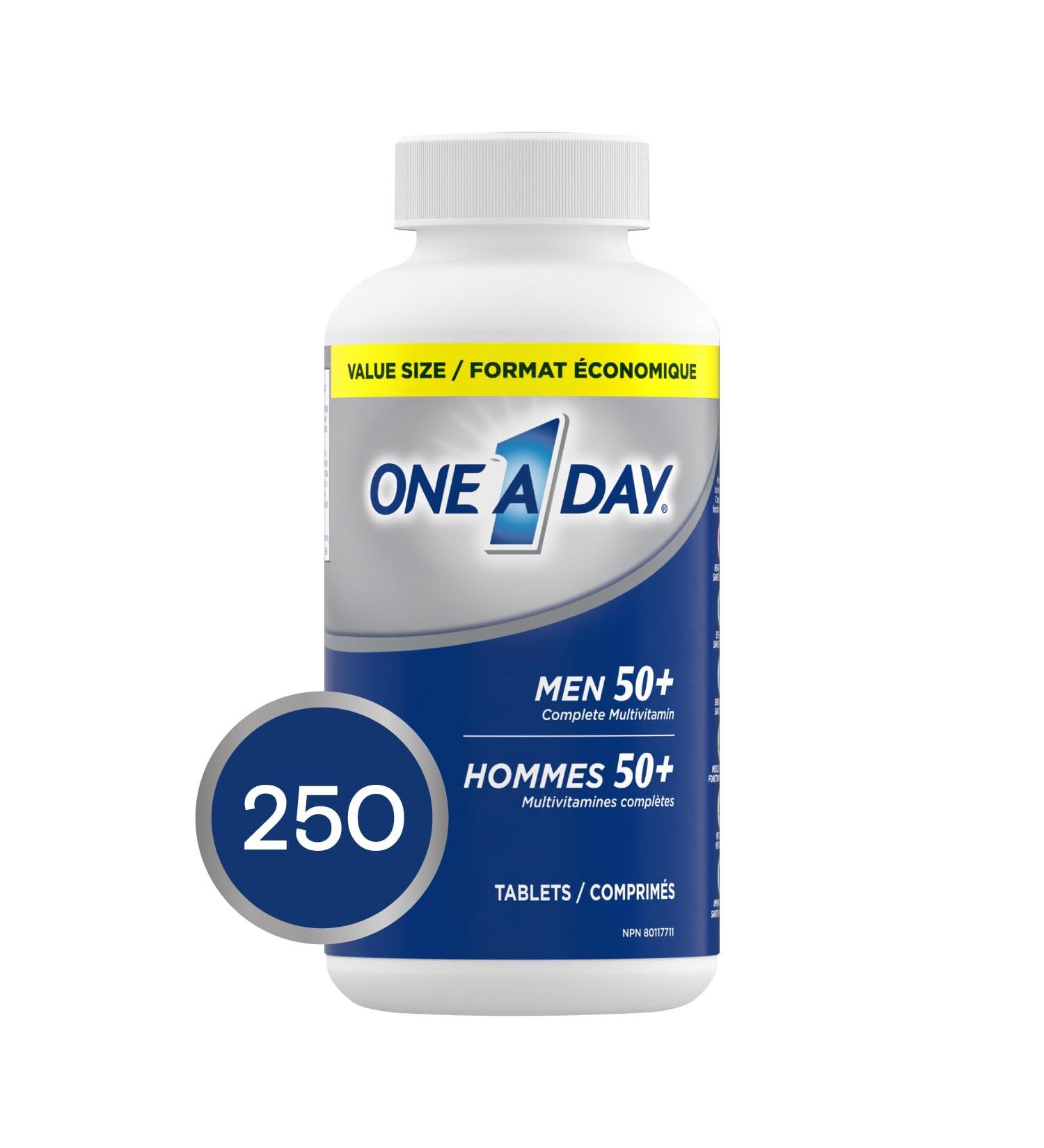 One A Day Multivitamin For Men 50 Plus-Daily Vitamins For Men With Vitamins A B C D E Calcium Selenium Magnesium And Zinc To Support Immune Bone Heart And Eye Health And Energy 250 Tablets - Buy Online on SooperMarket.com