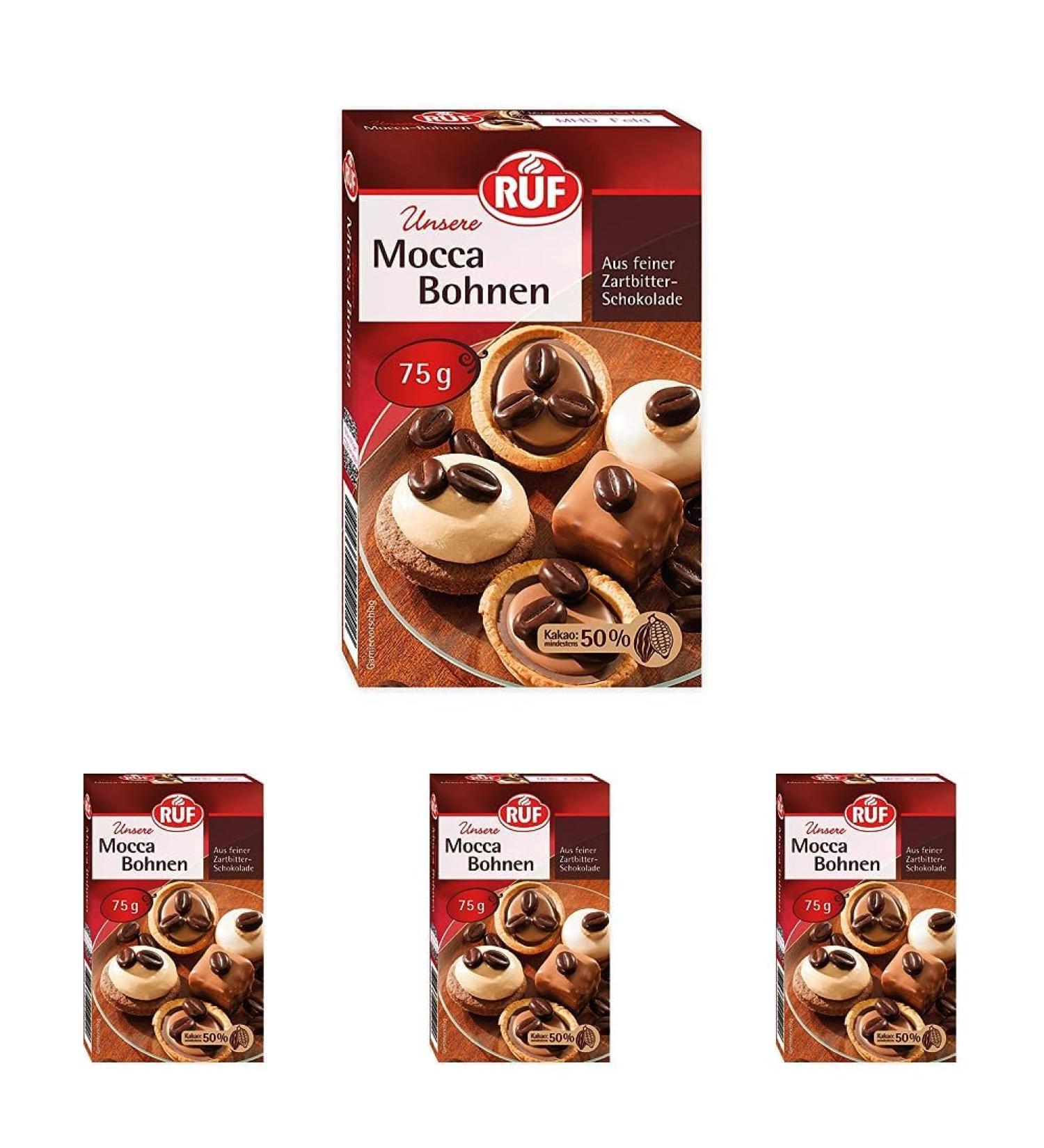 Premium Dark Chocolate Mocca Beans - 50% Cocoa Gluten-Free | 75g (4 Pack) for Cream Cakes & Coffee Desserts - International Shipping - Buy Online on SooperMarket.com