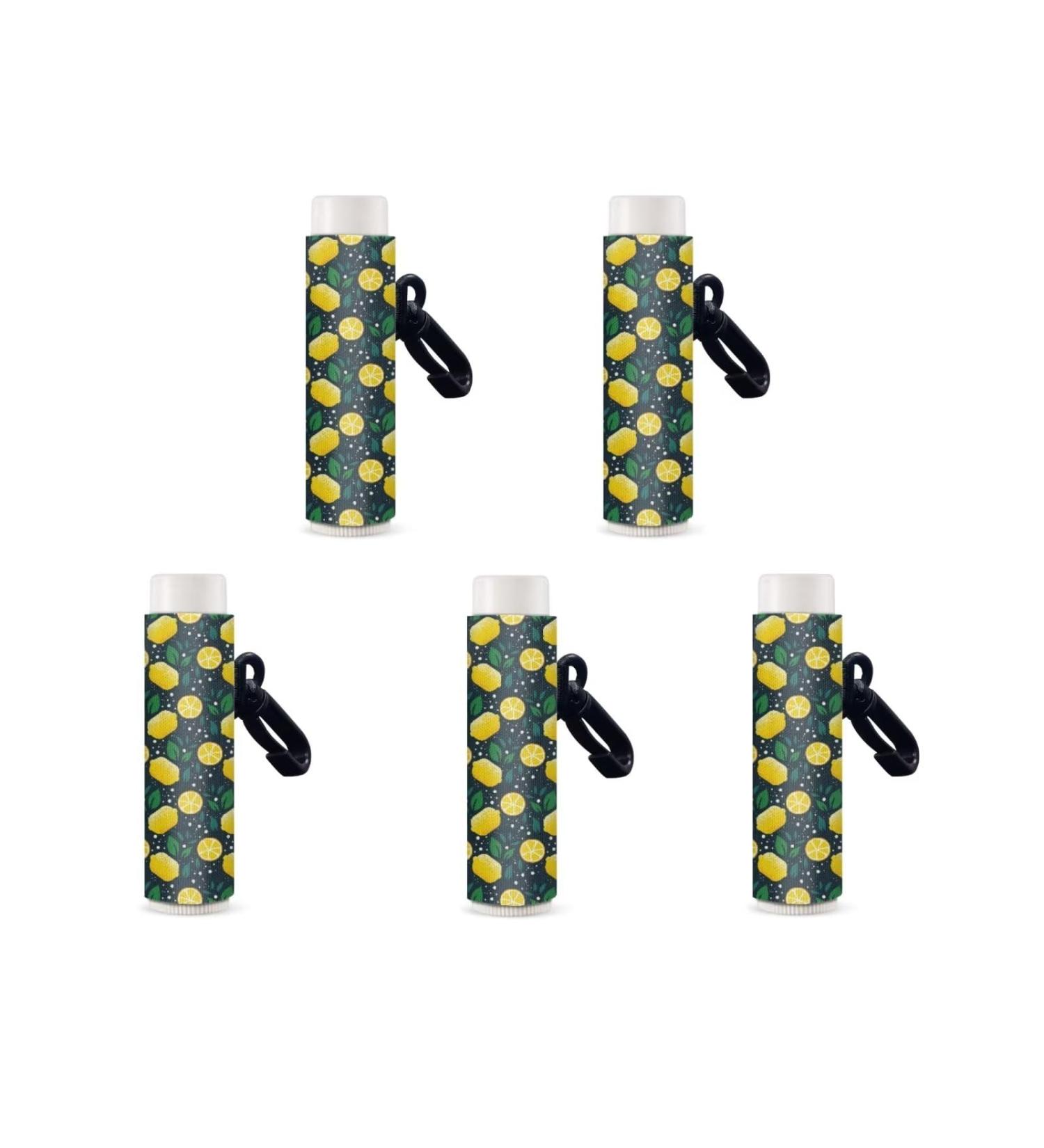 SCRAWLGOD Lemon Print Lip Balm Holder Keychain Portable Lip Balm Sleeve keychain Chapstick Holder Secure and Nice Hand Feeling Set of 5 Lemon 5 - Buy Online on SooperMarket.com