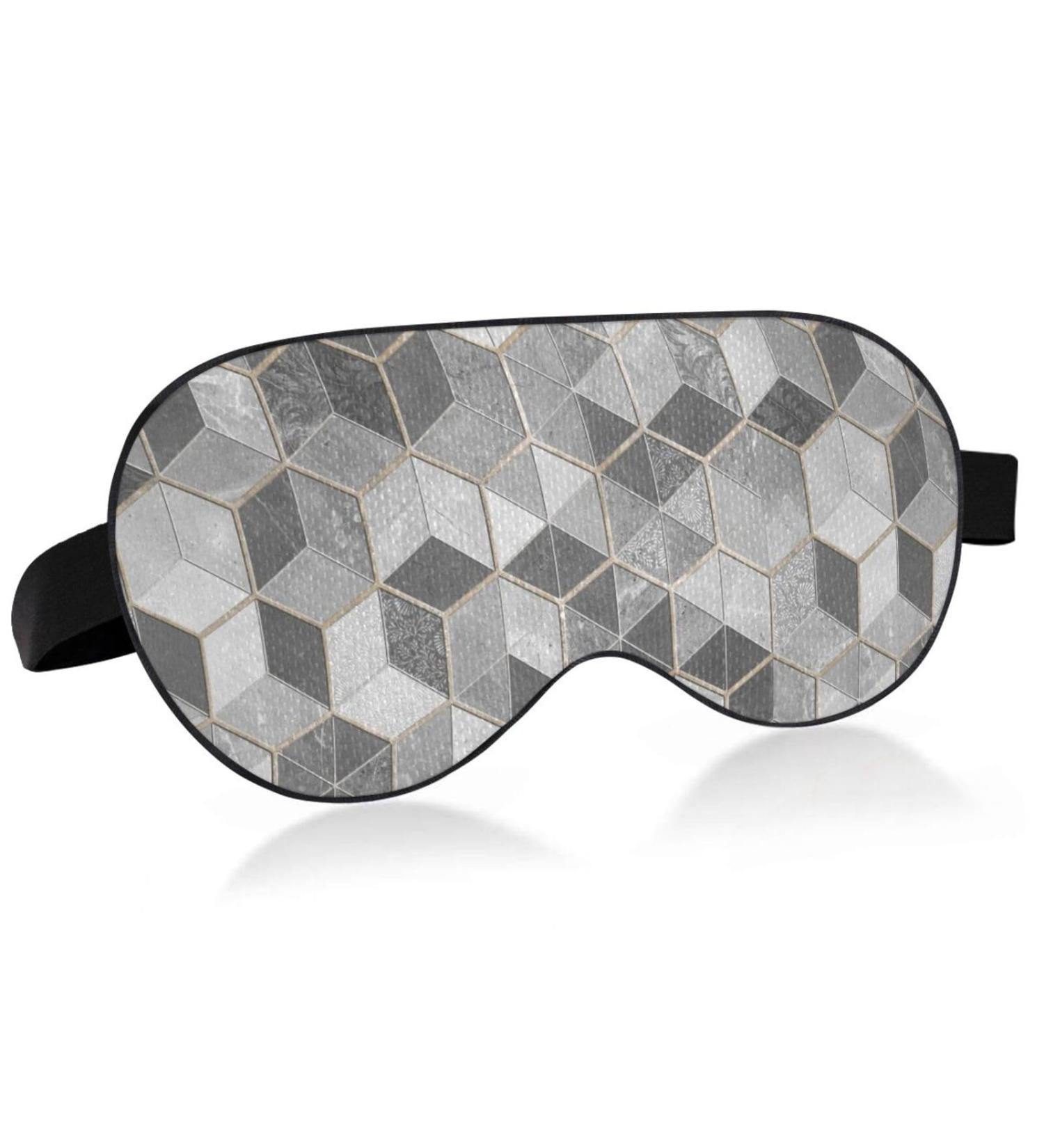 Haskirky Light Blocking Eye Mask for Deep Sleep | Adjustable Adult Men and Women | Ideal for Travel, Yoga, Meditation | Grey White Flower Design - Buy Online on SooperMarket.com