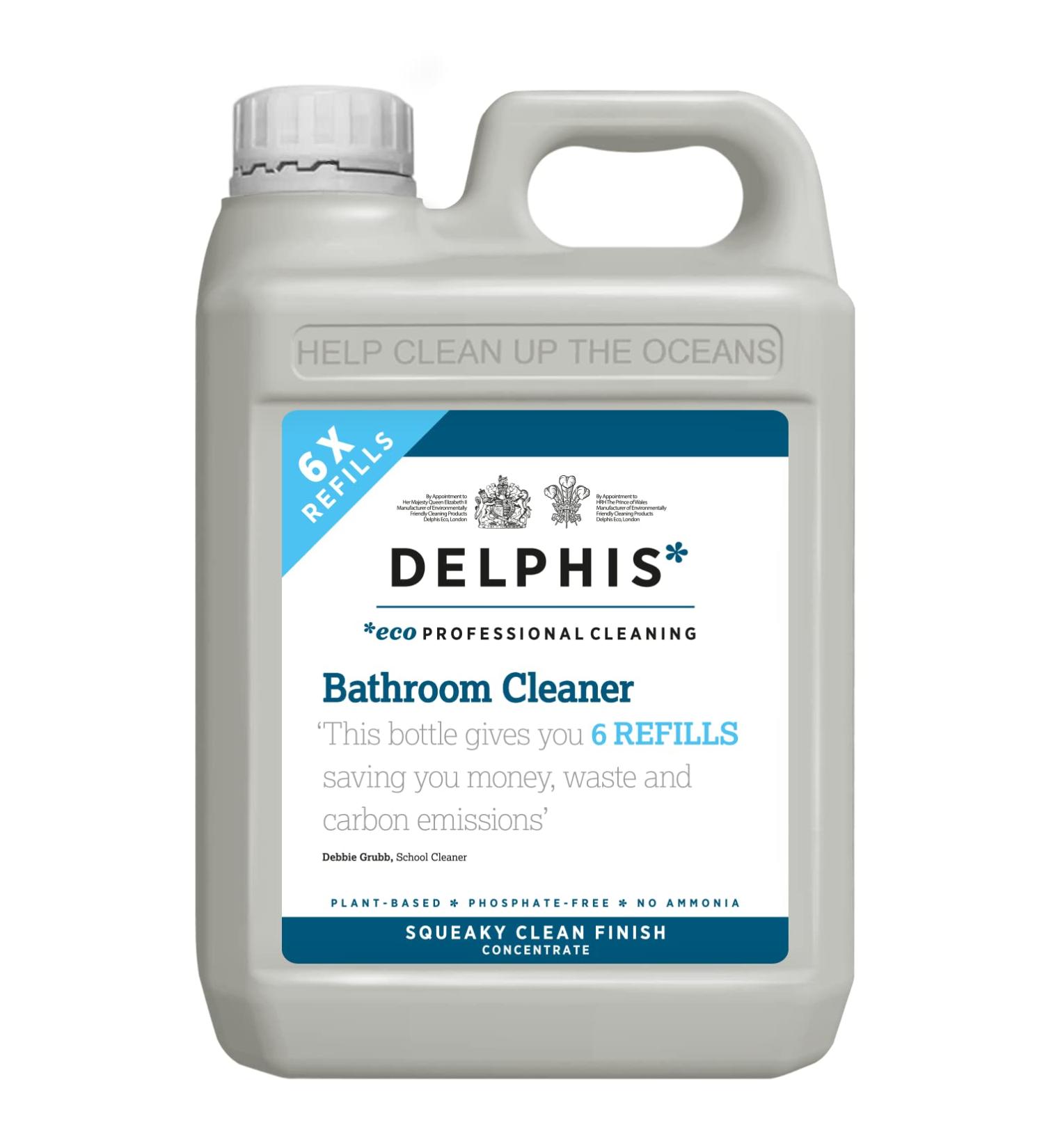 Delphis Eco Bathroom Cleaner - Plant-based Vegan Cleaning Spray | Fragrance-Free | Chlorine and Phosphate-Free | EU Ecolabel Accredited | 2L Unscented - Buy Online on SooperMarket.com