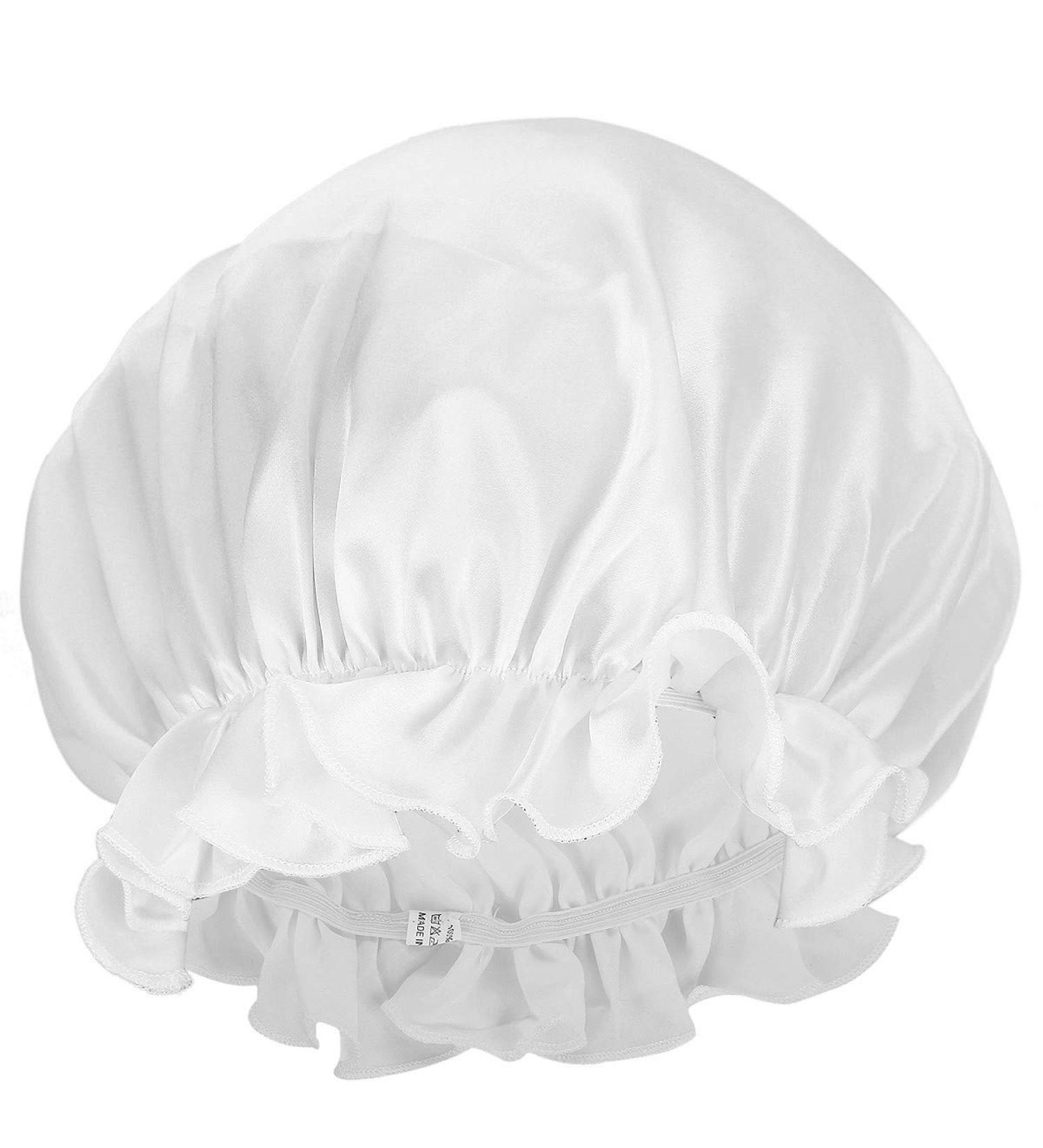 Moonsix Women's Natural Silk Night Cap - Elastic White Satin Bonnet for Hair Care - Buy Online on SooperMarket.com