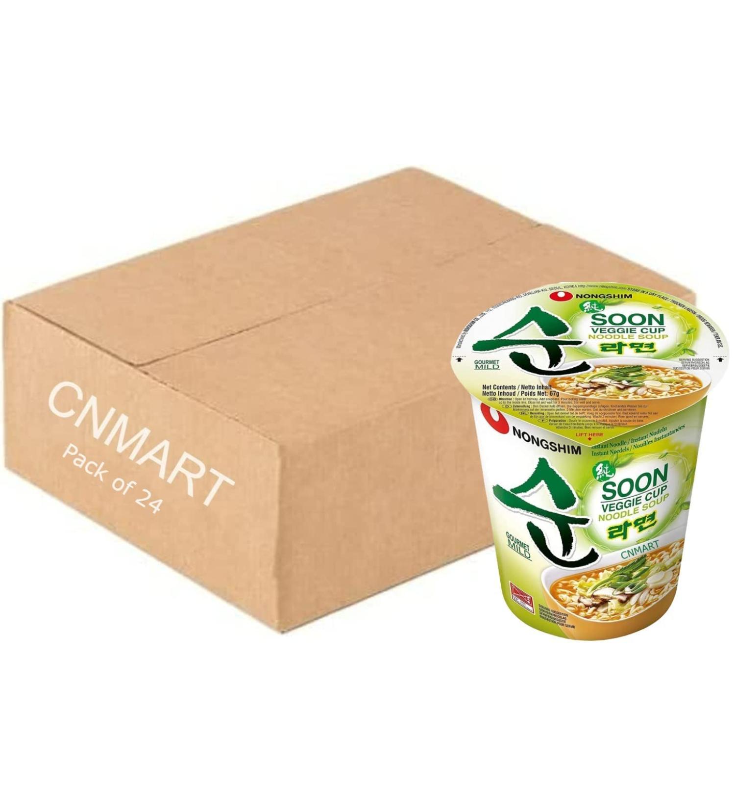 CNMART Nong Shim Soon Veggie Cup Instant Noodle Soup 67g (Pack of 24) - Buy Online on SooperMarket.com