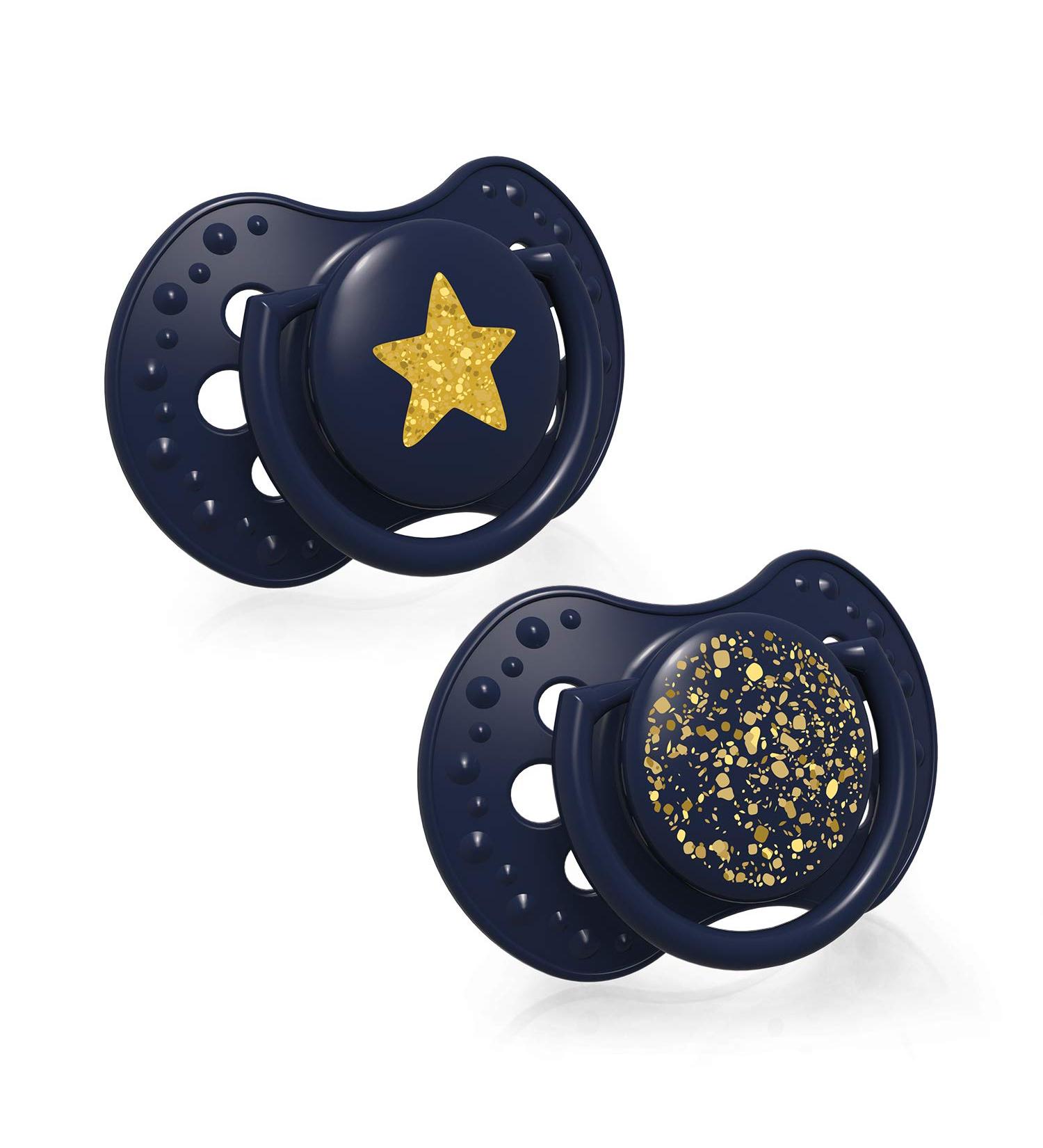 LOVI Dynamic Pacifier 18 Months+ | BPA-Free Silicone 2 Pack - Stardust Collection Blue - International Shipping Available - Buy Online on SooperMarket.com