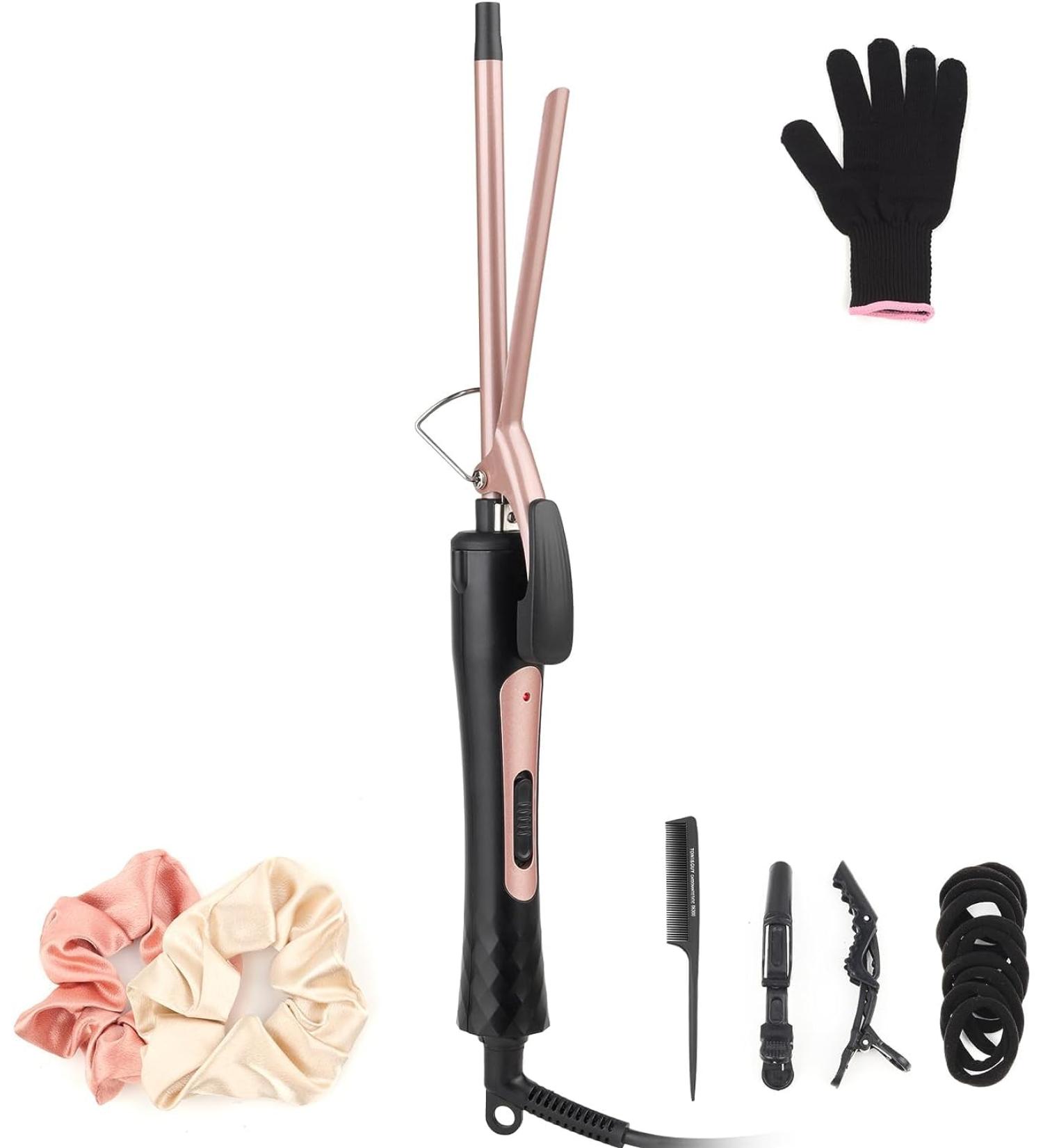 Curling Wand 9MM Thin Curling Iron Tight Curls for All Hair Types Tourmaline Ceramic Barrel 30-Second Heat-Up Long&Short Hair Culer Pro Curling Tongs Black - Buy Online on SooperMarket.com