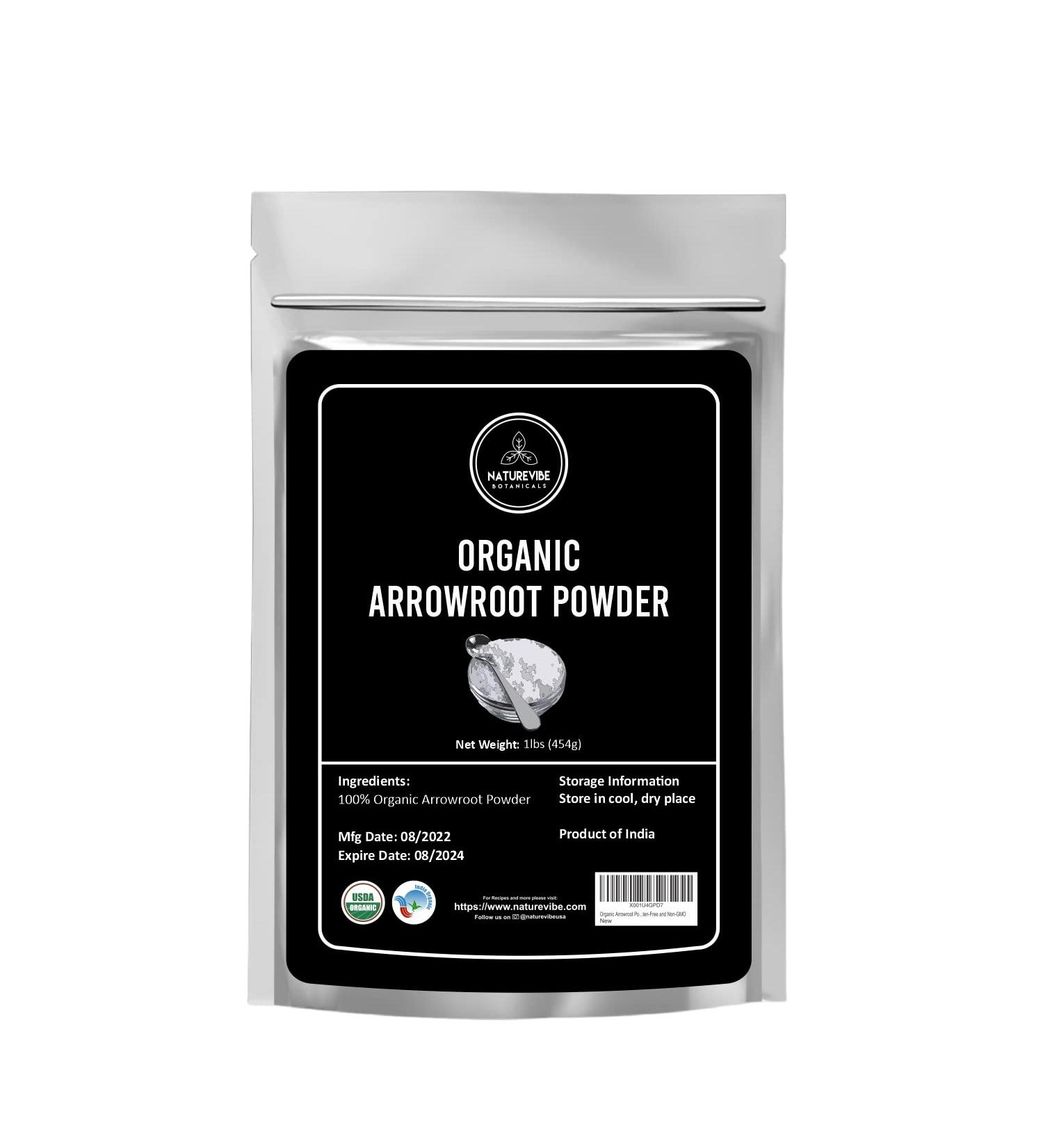 Naturevibe Botanicals Organic Arrowroot Powder 16oz | Gluten-Free Non-GMO Thickening Agent for Cooking & Baking - Manihot esculenta Starch | Packaging May Vary - 1lb - Buy Online on SooperMarket.com