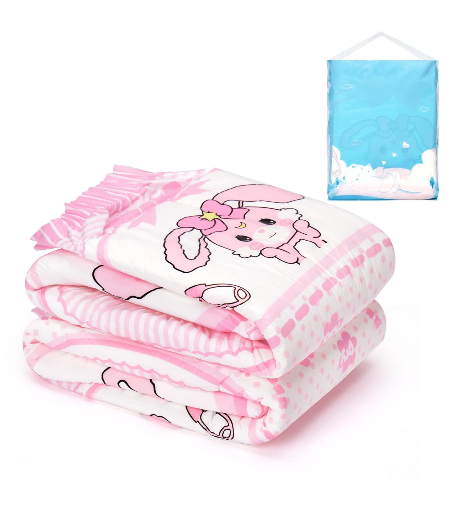 LittleForbig Adult Printed Diaper 2-Pack - Baby Usagi Pink (Large 36-48) - Buy Online on SooperMarket.com