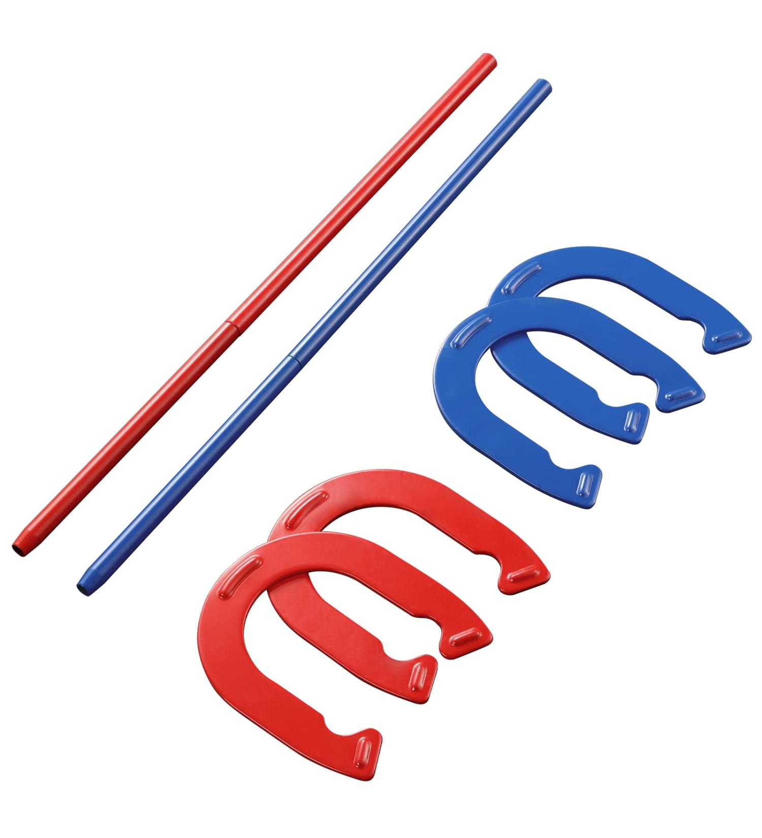 PoPoHoser Heavy Duty Steel Horseshoes Outdoor Game Set - 4 Horse Shoes & 2 Stakes - Fun for Adults and Family in Backyard, Lawn, Beach - Buy Online on SooperMarket.com