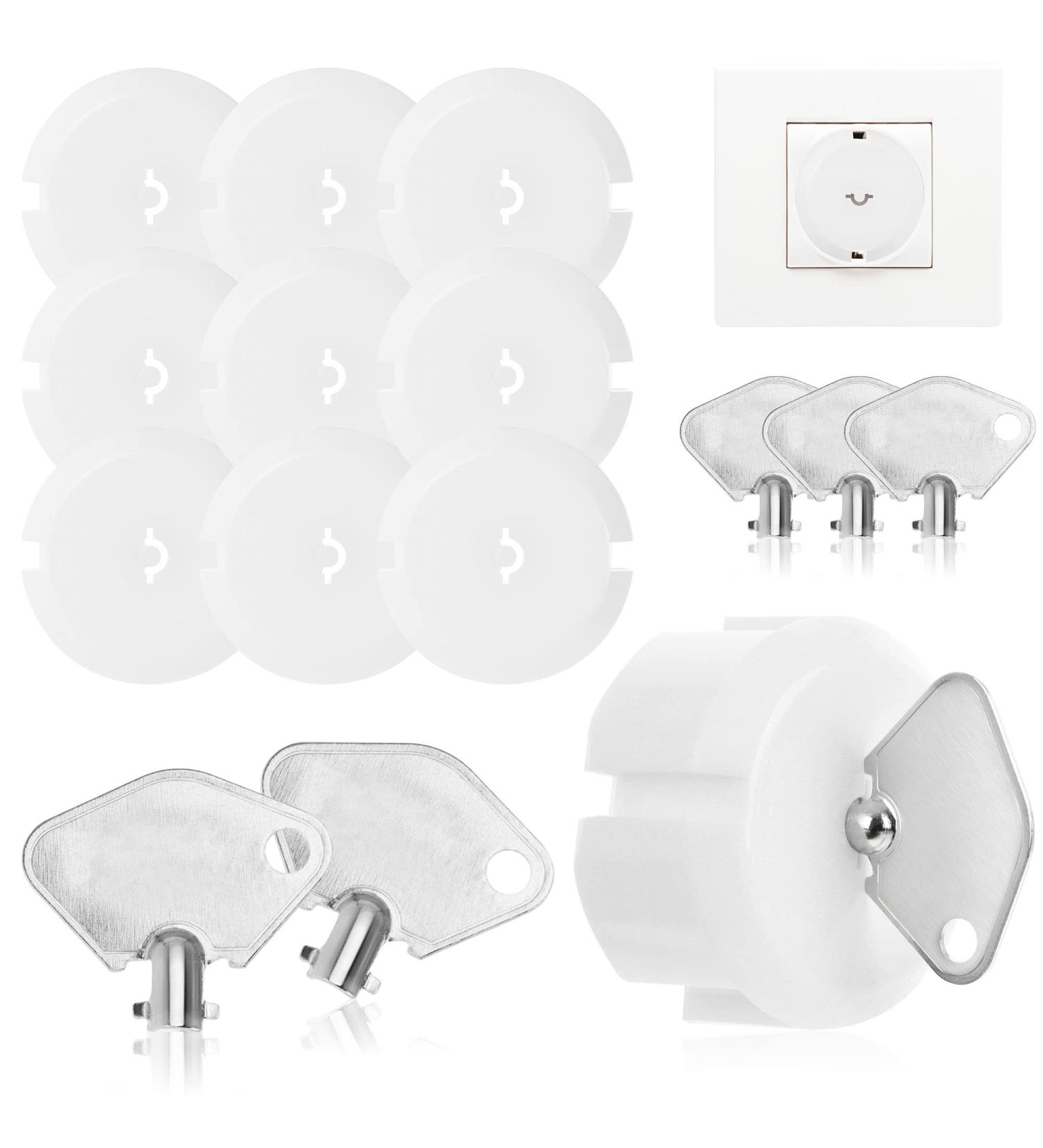 Buy COM-FOUR Child Locking Sockets - 10-Pack Safety for Babies & Toddlers with Metal Key - Secure Home Protection - Buy Online on SooperMarket.com