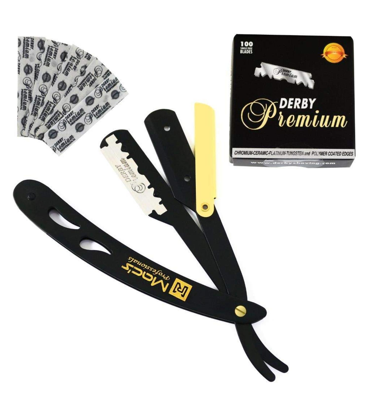 B&G Professional Straight Edge Shaving Razor with Premium Derby Blades | Easy Replacement Mechanism | 100% Stainless Steel | Macs-049BGP1 - Buy Online on SooperMarket.com