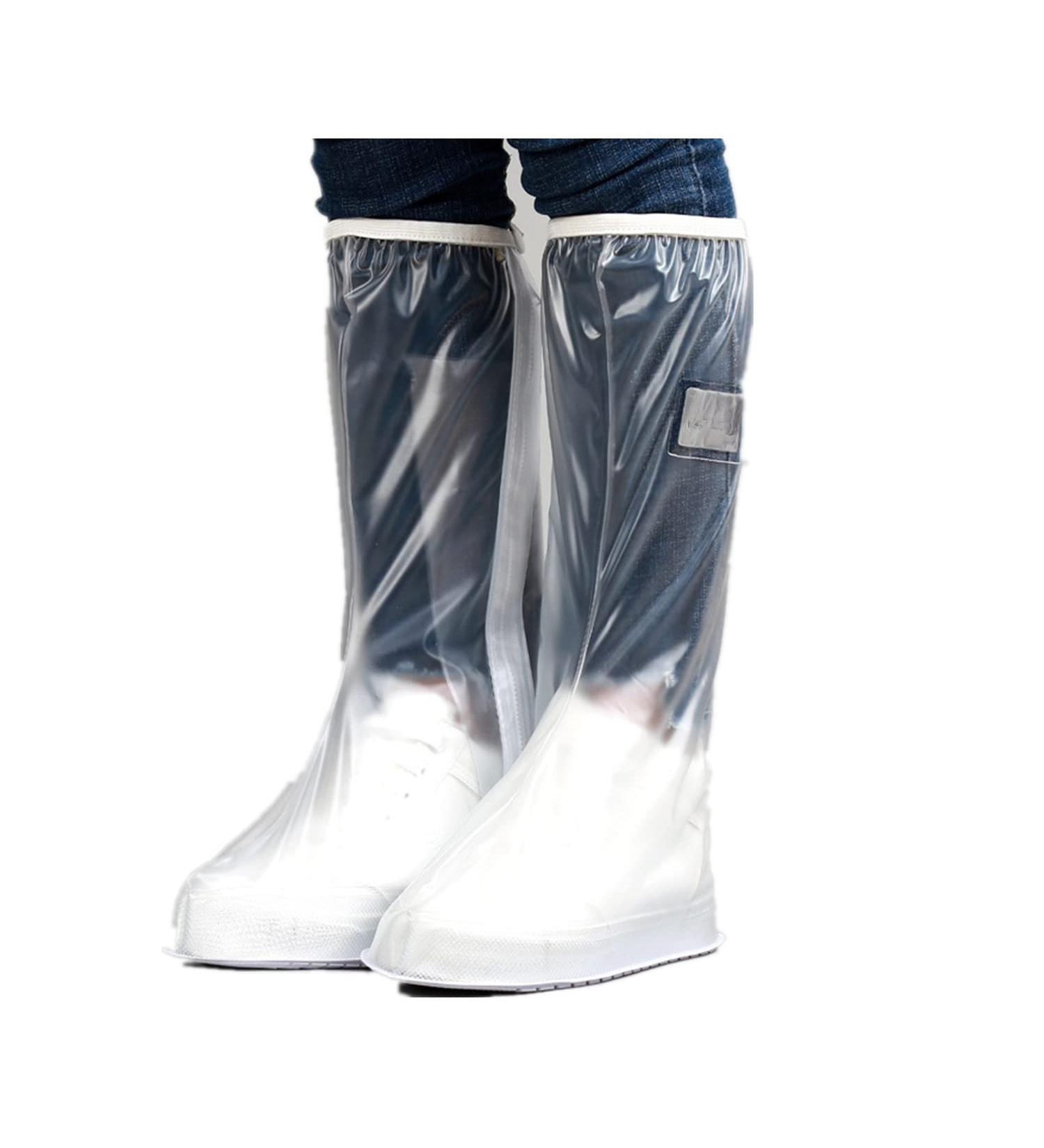 Waterproof Non-Slip Boot Cover | Foldable Portable PVC Overshoes for Men & Women | Ideal for Cycling, Camping, Fishing | Clear, Large Size - Buy Online on SooperMarket.com