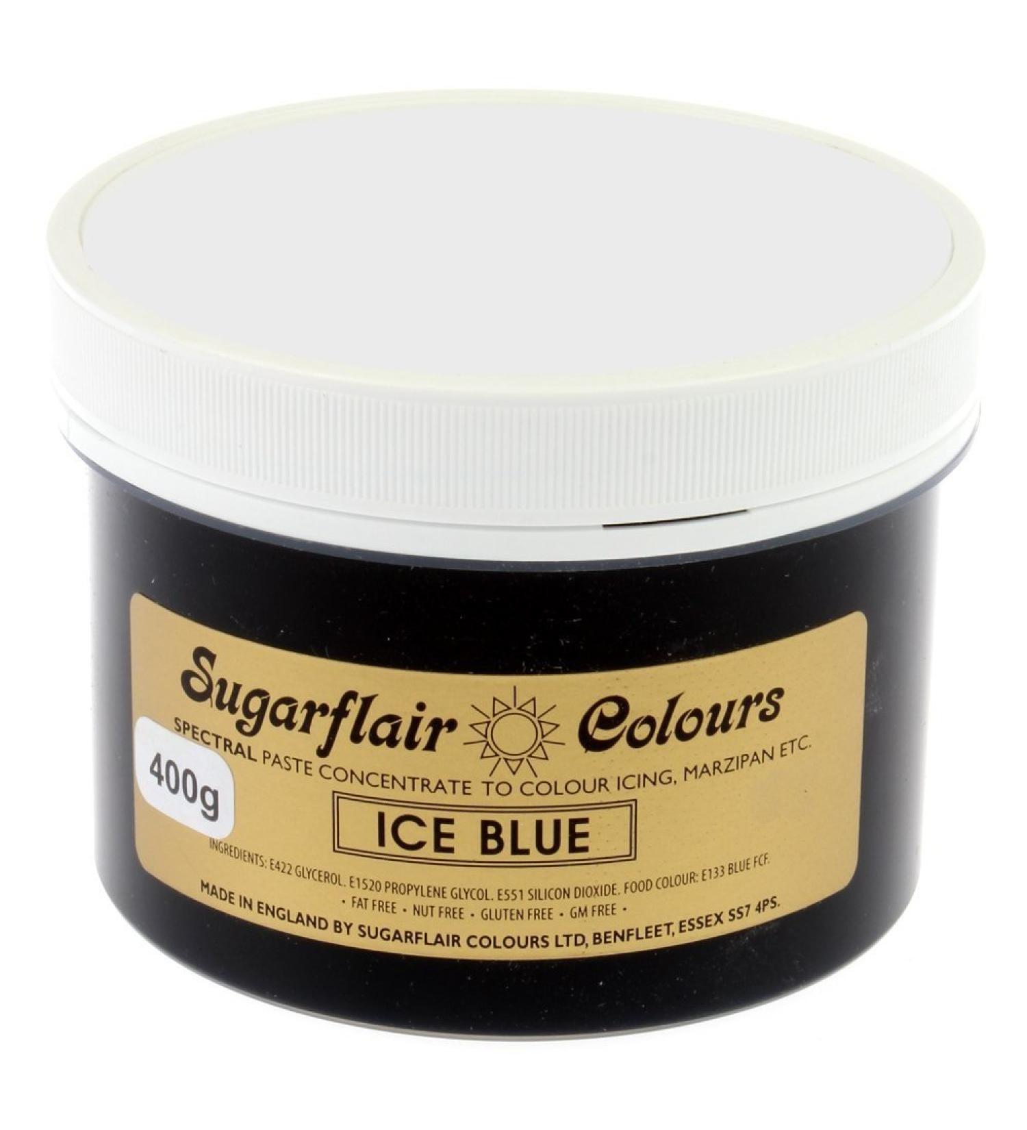 Sugarflair BULK 400 gram Concentrated Food Colour Paste Gel Cake Decorating. Red Green Yellow Pink Blue Black (Ice Blue)