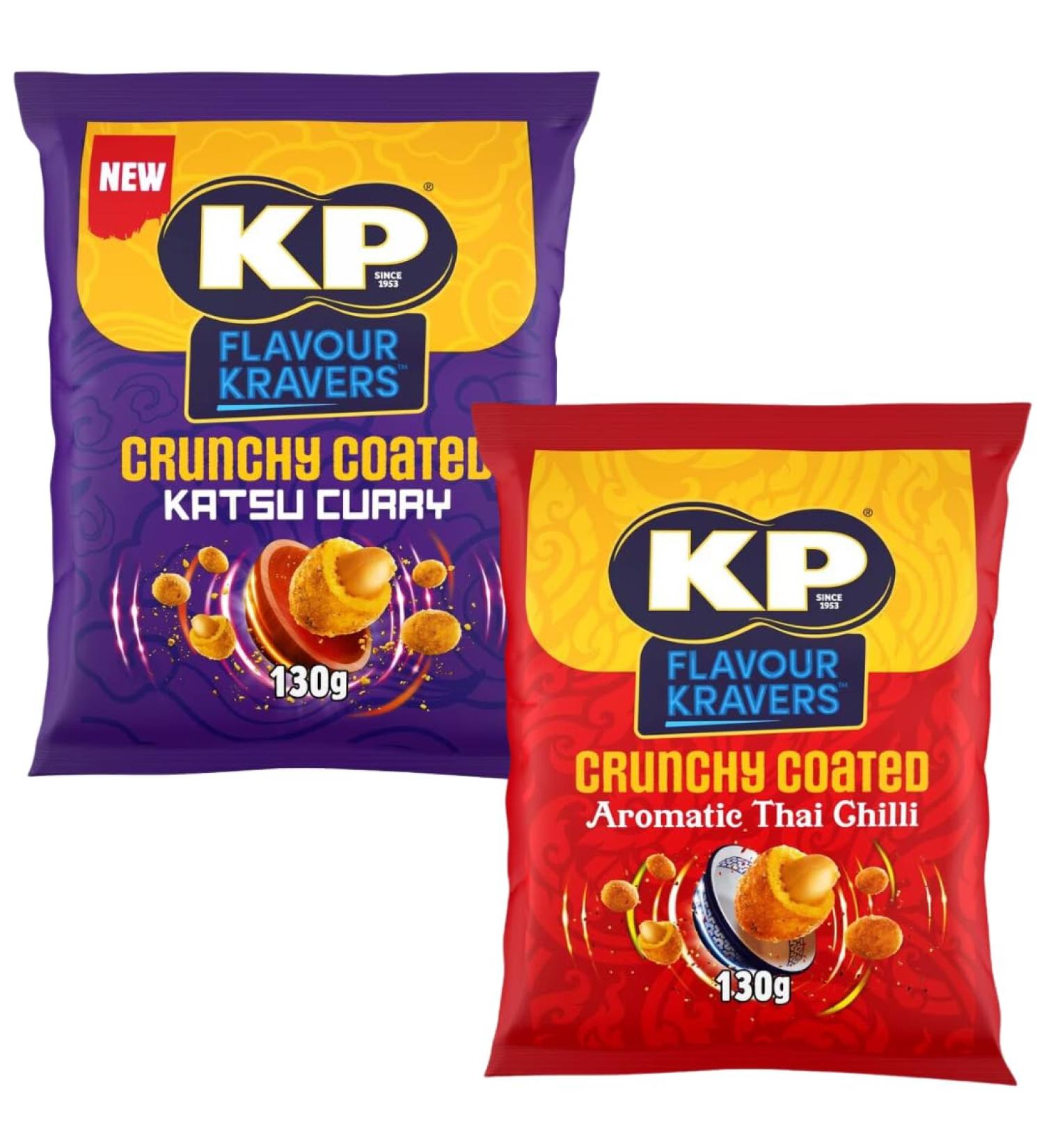 Peanut Snack Bundle With KP Kravers Katsu Curry Peanuts 130g and Kravers Thai Chilli Coated Peanuts 130g (2 Pack) - Buy Online on SooperMarket.com