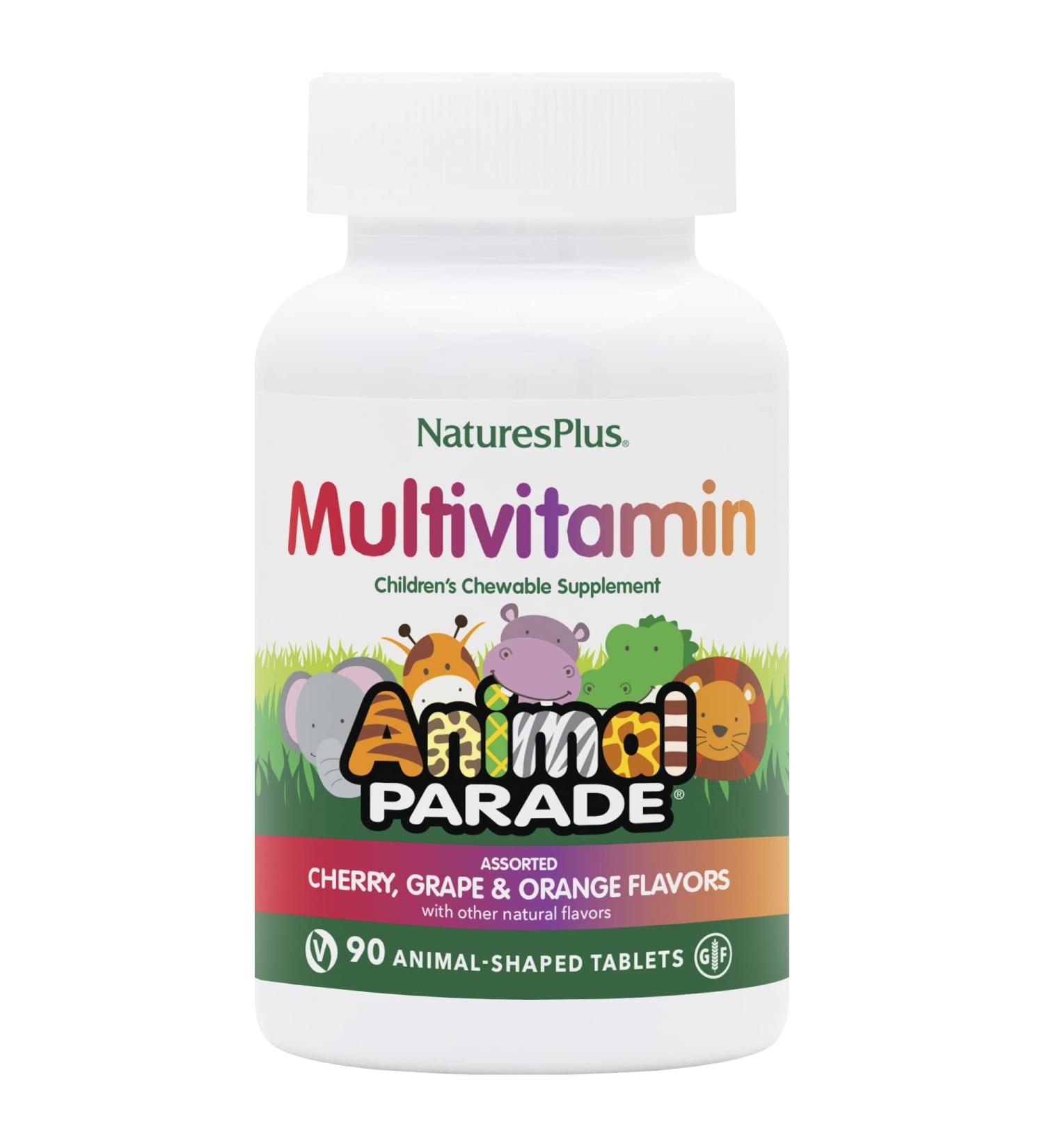 Natures Plus Animal Parade Children's Chewable Multivitamin - 90 Vegan Tablets Natural Flavors Gluten Free - Pack of 2 for Healthy Kids - International Shipping Available - Buy Online on SooperMarket.com