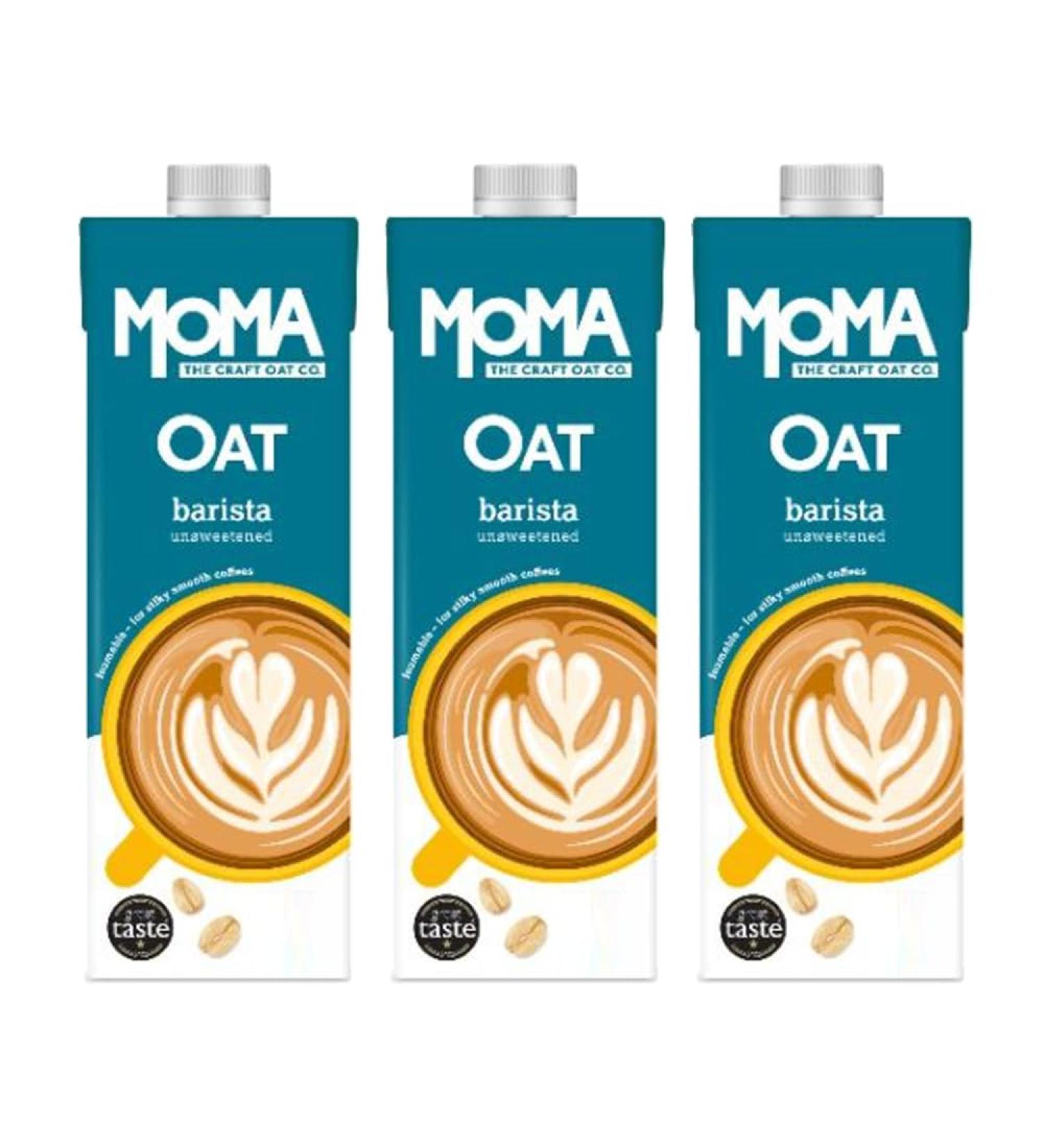 3 x 1L Unsweetened Oat Milk Wholegrain Drink Non Dairy Vegan Vitamin D3 B12 B2 Milk Alternative
