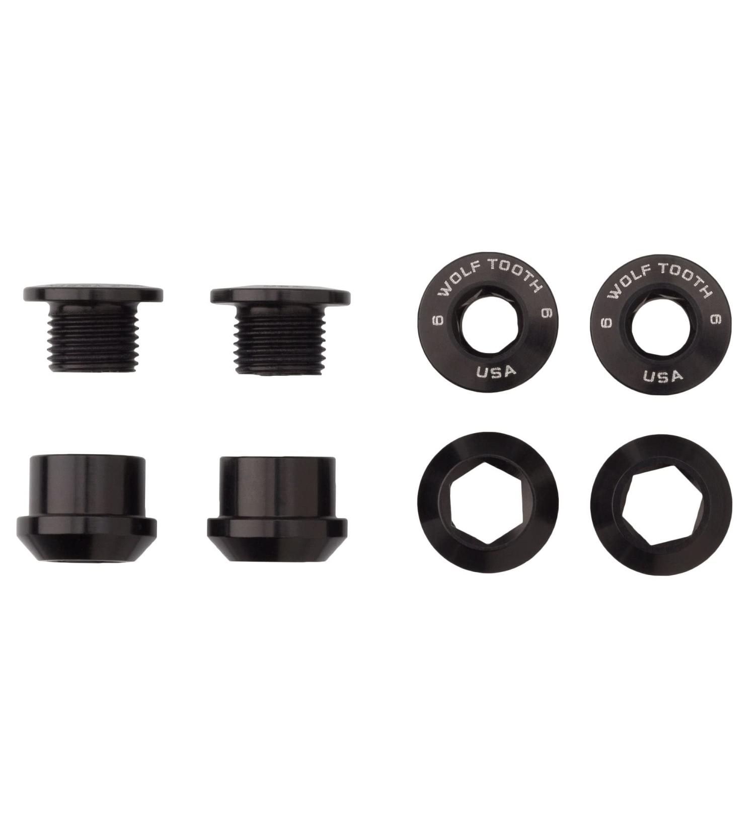 Wolf Tooth Components Black Chainring Bolts & Nuts Set for 1X Drivetrains - Pack of 4 - Buy Online on SooperMarket.com