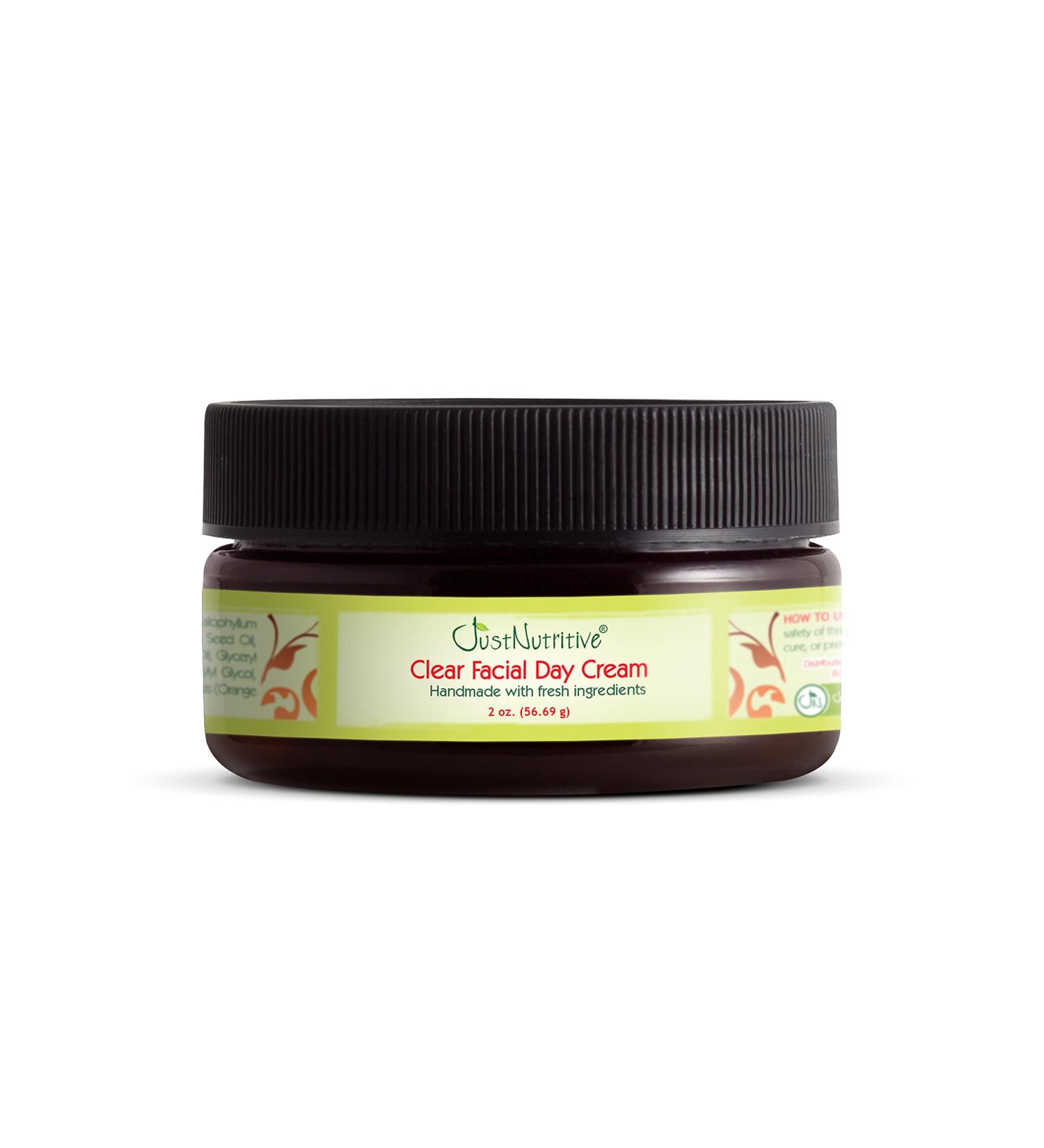 Just Nutritive Acne Clear Facial Day Cream | Nourishing Acne Treatment | Natural Facial Moisturizer | Fights Acne Breakouts 2 Oz
