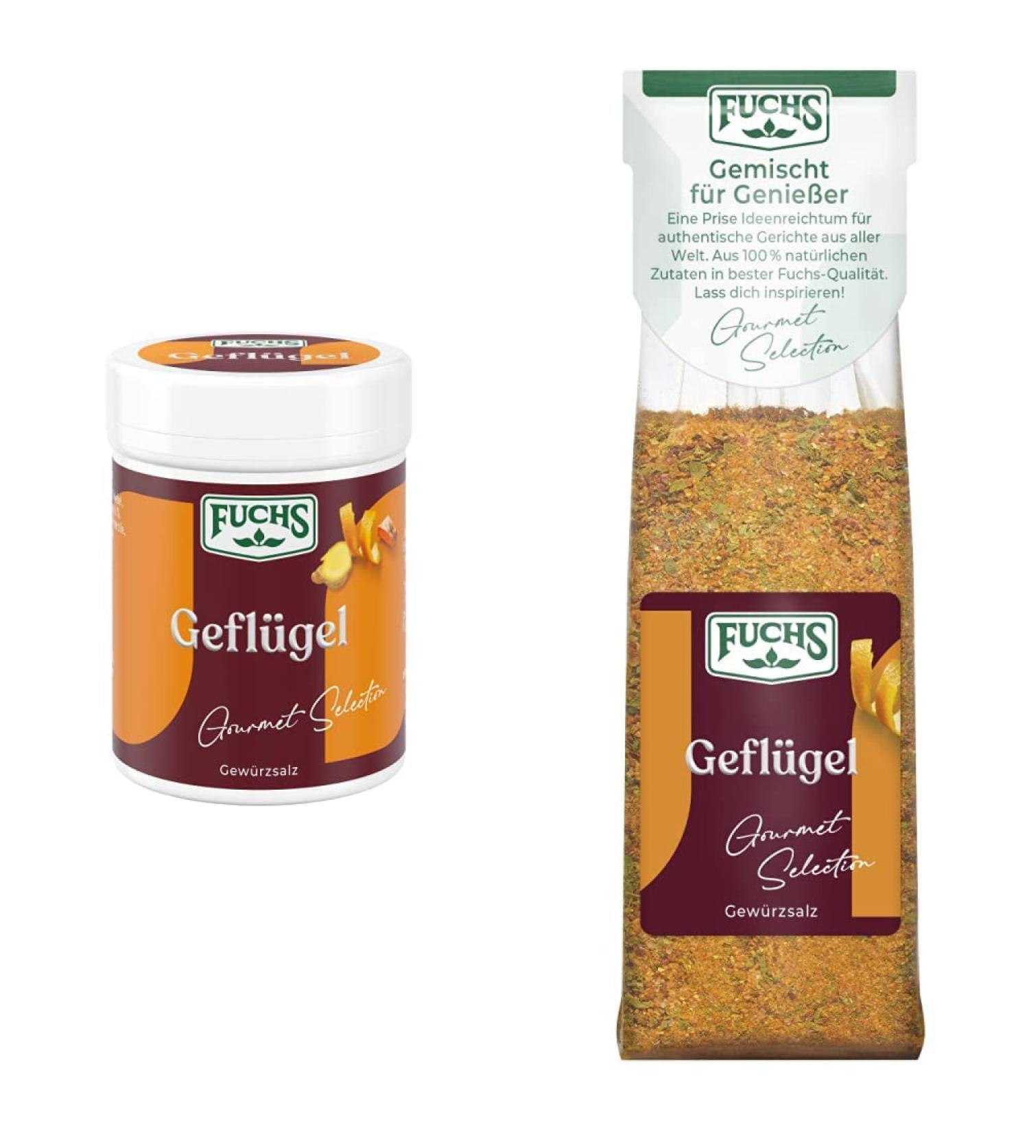 Fox Poultry Spice Salt Seasoning for Light Dishes & Vegan Poultry | Practical Can & Refill Bag - 2er Set | Ideal for International Shipping - Buy Online on SooperMarket.com
