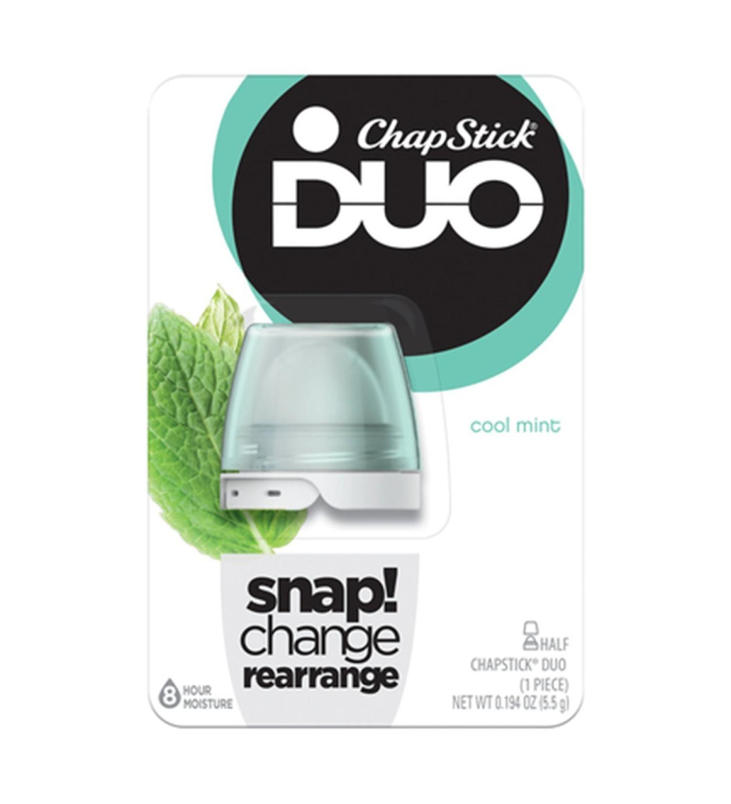 ChapStick Duo Half Lip Balm 8 Hour Moisture 0.194 Ounce Cool Mint Flavor