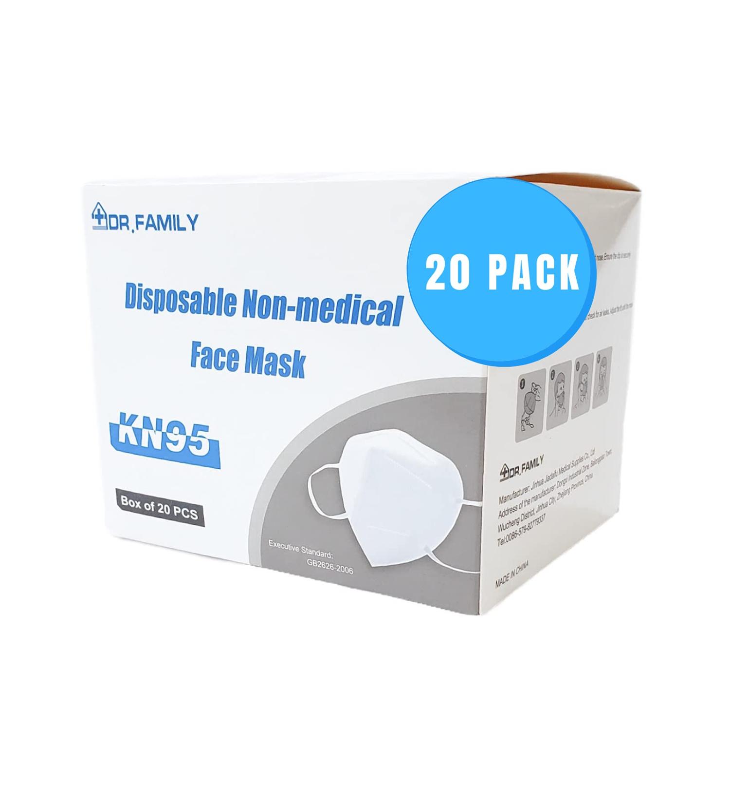 Buy Dr. Family 20 Units KN95 Face Masks - Lightweight Adjustable 5-Layer Protection for Office & Travel - Buy Online on SooperMarket.com