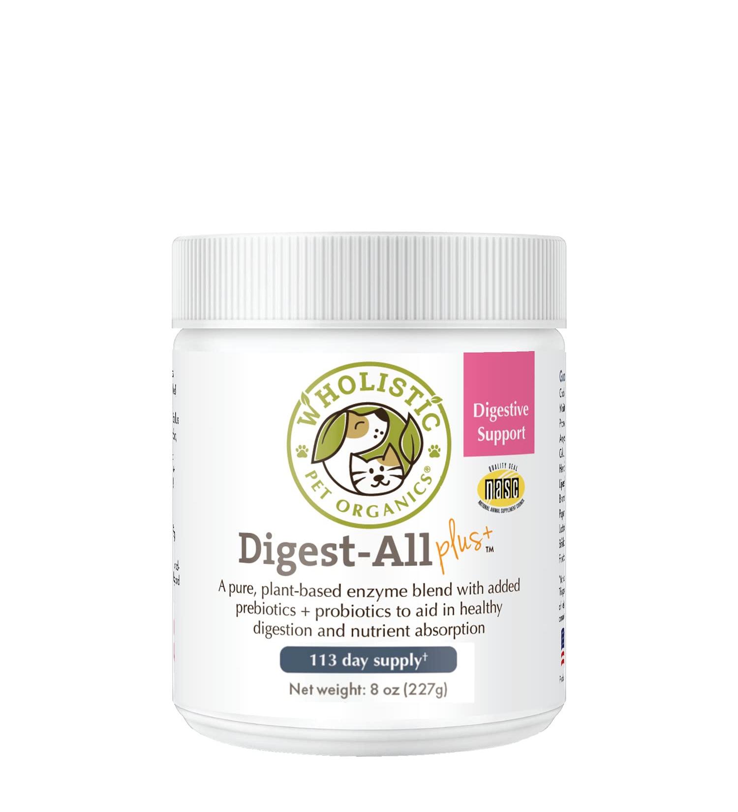 Wholistic Pet Organics Dog Probiotics & Digestive Enzymes - Immune System & Gut Health Support - Plant Based Ingredients - 8 oz - Buy Online on SooperMarket.com