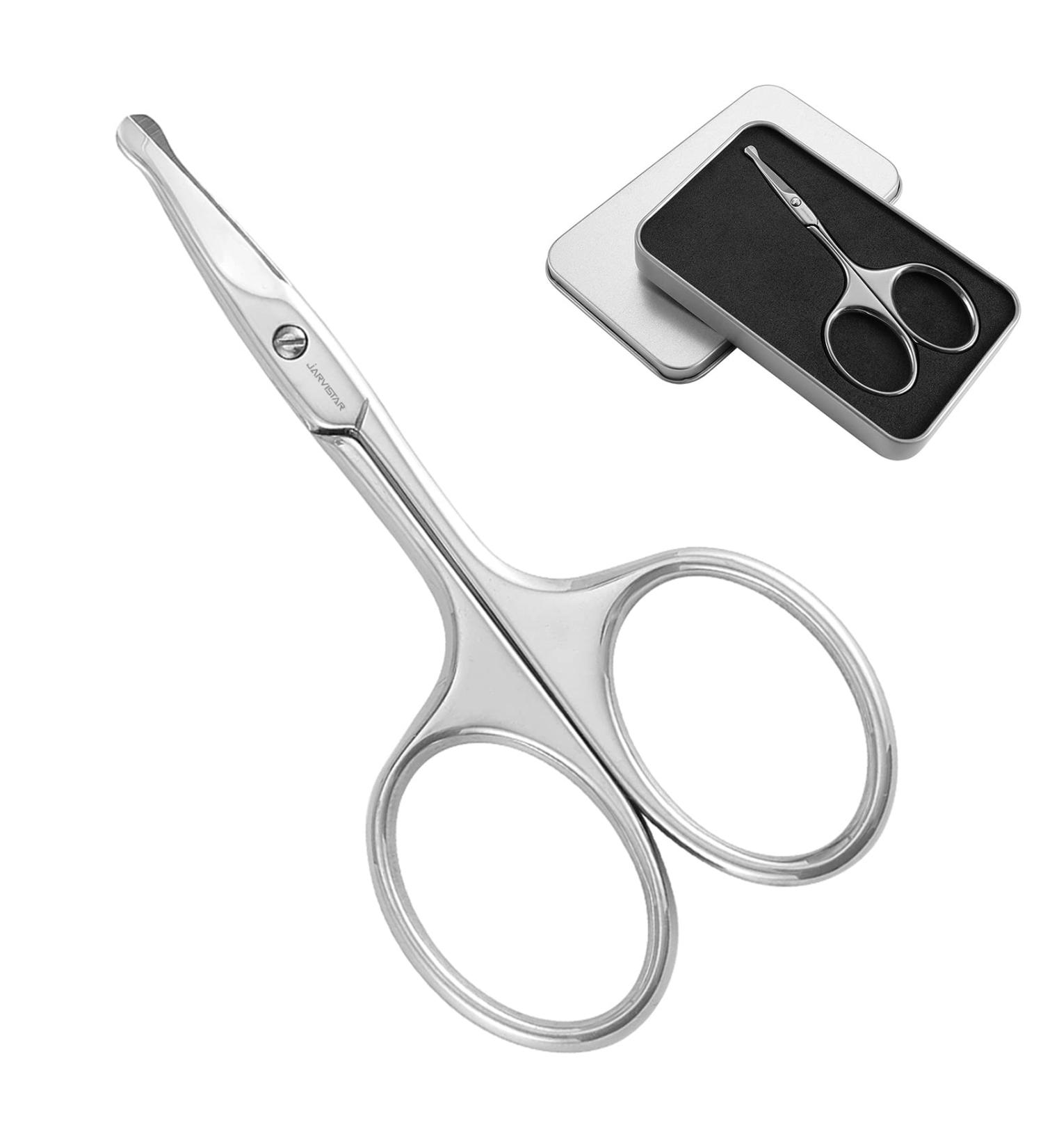 Jarvistar Premium Rounded Bent Nasal Scissors - Stainless Steel Facial & Nail Scissors for Men - 9.5 cm Ear & Hair Scissors - Bartscher Quality - Buy Online on SooperMarket.com