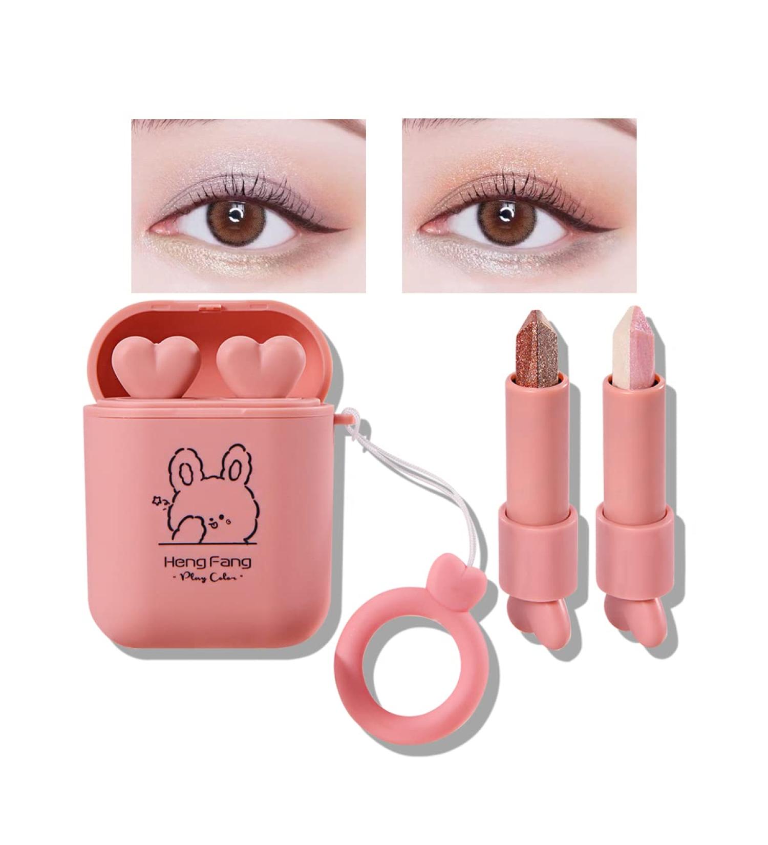 ICE LOVE 2pcs Glitter Eyeshadow Stick Set - Long Lasting Matte Cream & Shimmer Dual Color Eye Makeup - Buy Online on SooperMarket.com