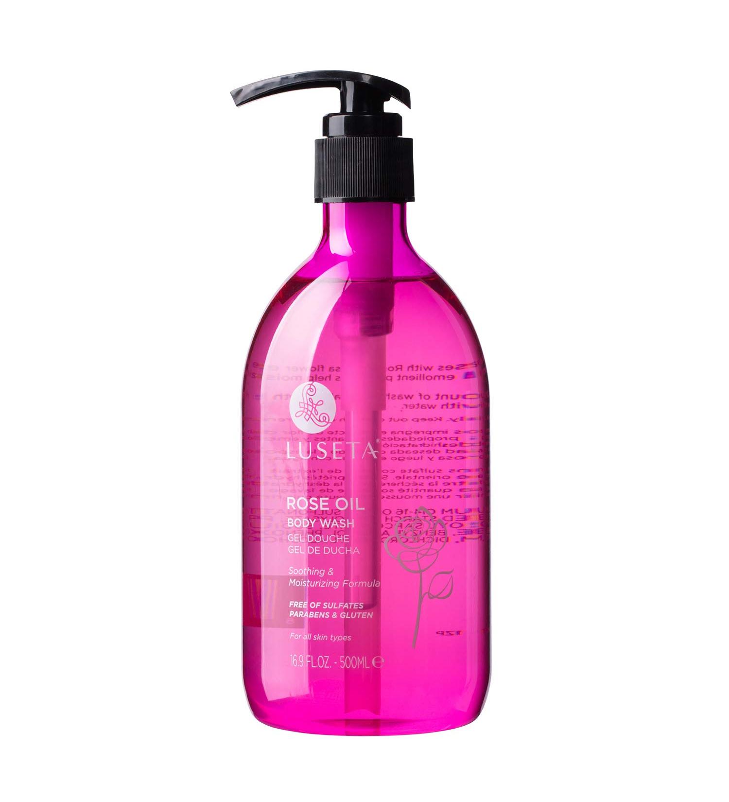 Luseta Rose Oil Body Wash for Women 16.9oz - Hydrating Shower Gel for Dry Skin - Sulfate & Paraben Free - Nourishing Essential Body Care for Itch, Ringworm, Yeast Infections, Skin Irritations - Buy Online on SooperMarket.com