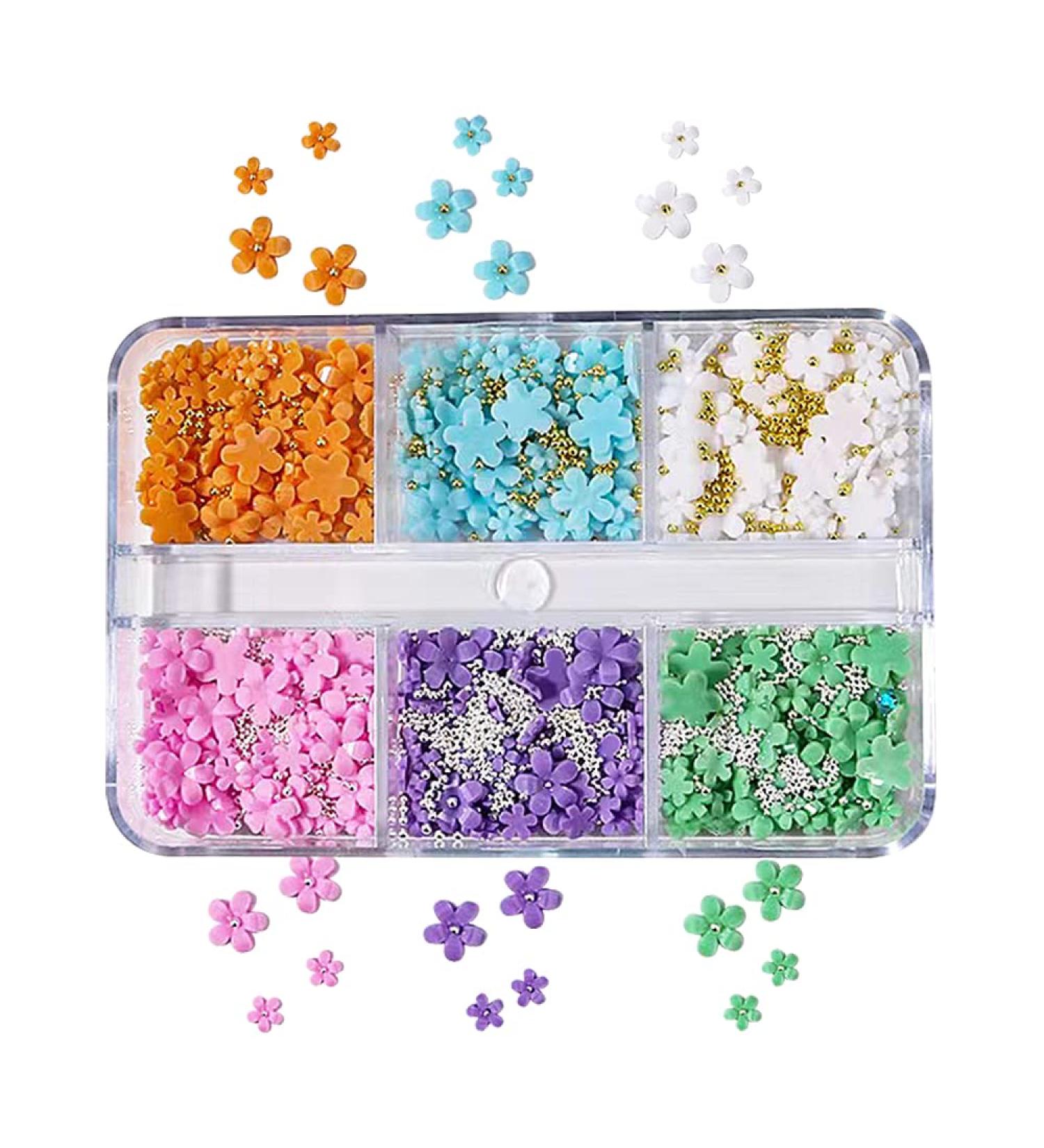 Maicodes Nail Charms for Acrylic Nails 3D Acrylic Flower for Nails  With Gold and Silver Beads for Nail Art Accessories DIY Ladies Jewelry Decorations Nail Art Supplies (Flower - B) Flower - A - Buy Online on SooperMarket.com