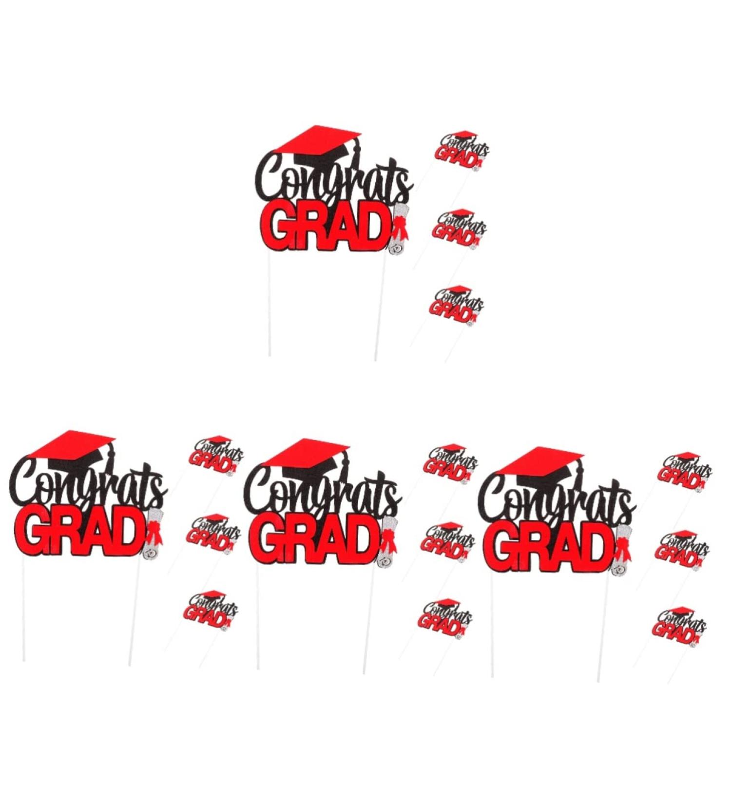 16 pcs Graduation row grad cake topper graduation cake insert 2023 cake toppers Graduation Decorations Class of 2023 Grad Picks snacking cakes cupcake topper appetizer mini Paper Redx4pcs 14X7.5CMx4pcs - Buy Online on SooperMarket.com