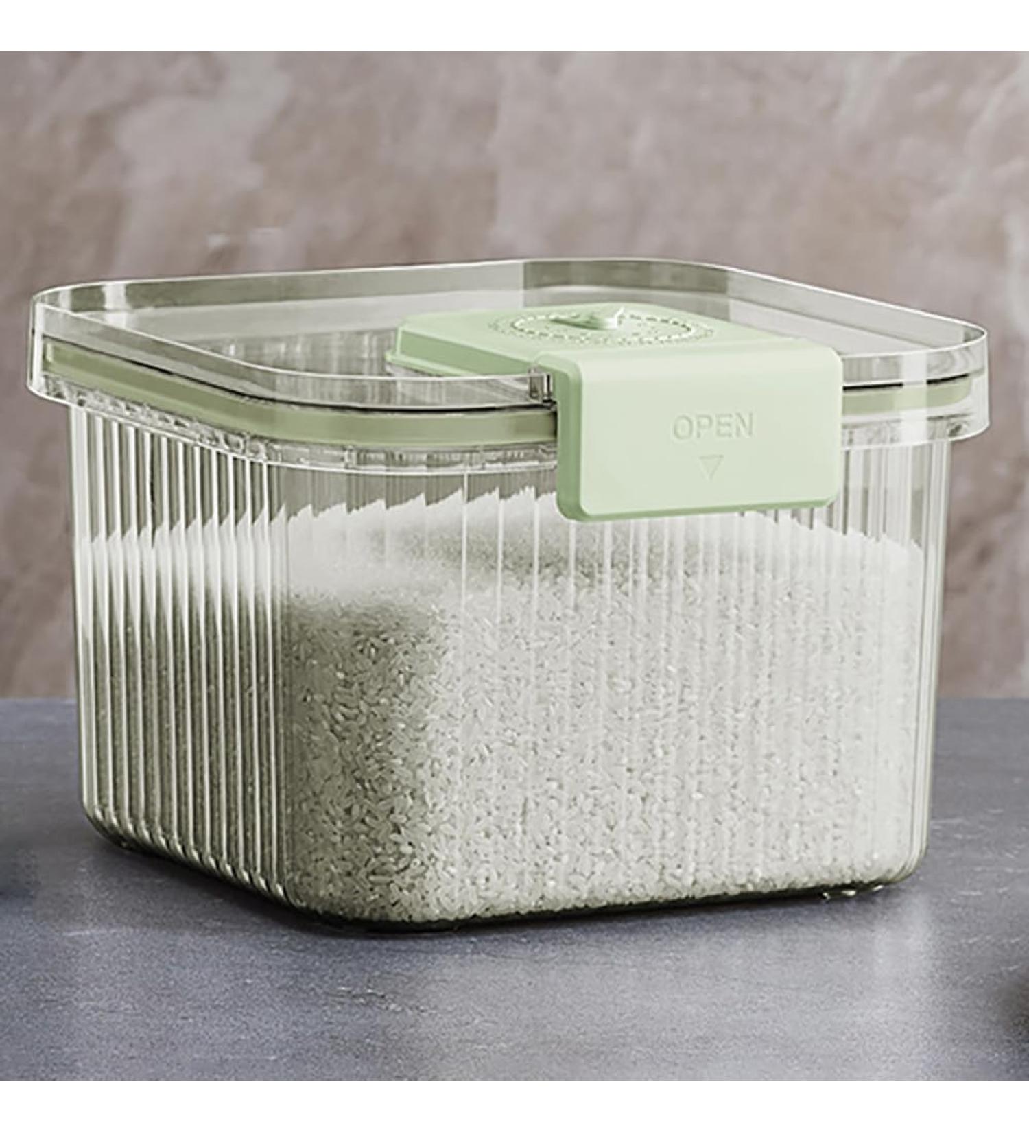 Sions Fully Transparent Rice Dispenser Grain Rice Storage Jar with Sealing Lid Large-Capacity Kitchen Airtight Storage Box Wide-Mouth Sealed Jar with Time Scale Green 17 * 24.2cm Green 17*24.2cm - Buy Online on SooperMarket.com