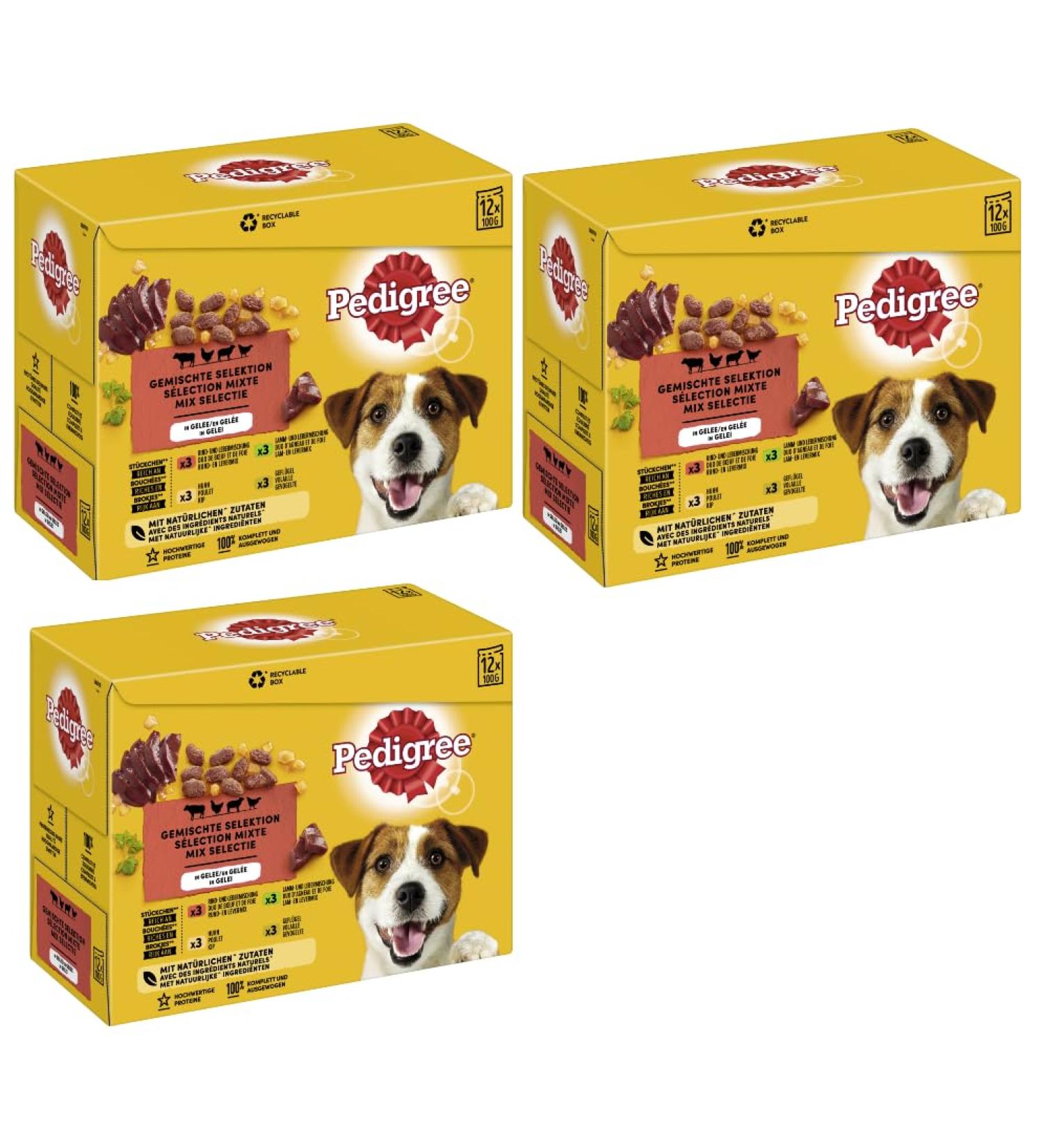 Pedigree Multipack - 3.6KG Mixed Jelly Selection (Chicken Beef Liver Poultry Lamb) - 4 Varieties for Dogs - International Shipping Available - Buy Online on SooperMarket.com