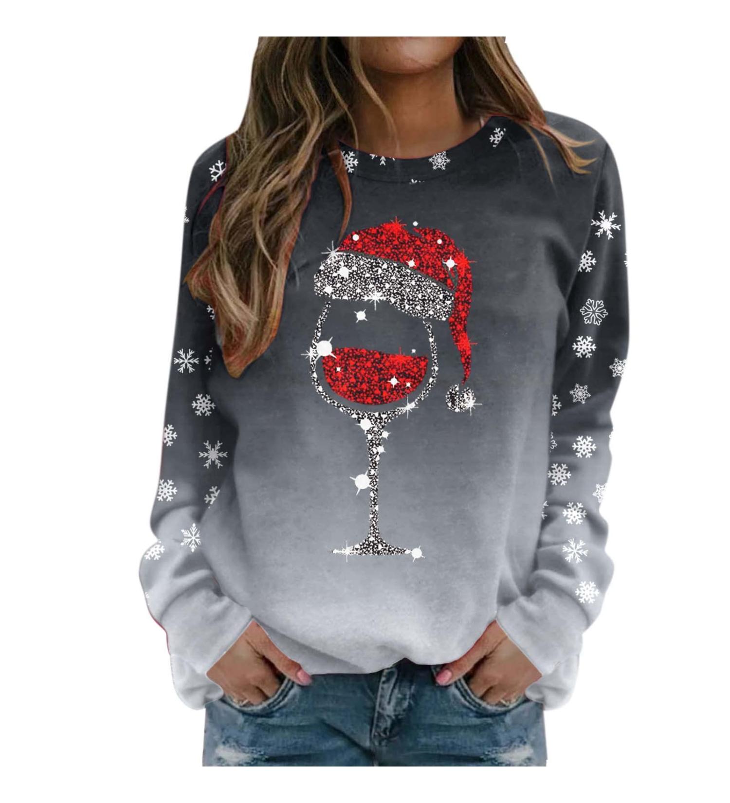 Women's Christmas Snowman and Penguin Print Sweatshirt - Grey XL - Buy Online on SooperMarket.com