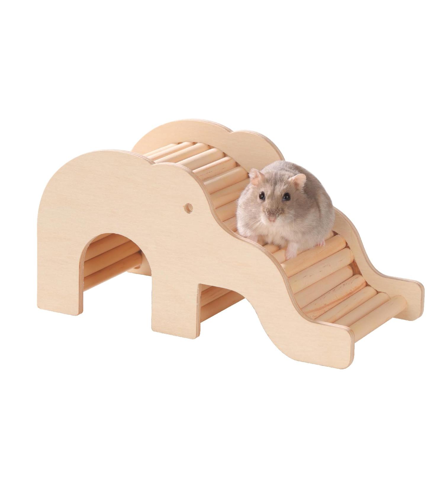 BUCATSTATE Wooden Hamster House with Climbing Ladder | Ideal Accessories for Hamster Gerbil Mouse & Small Animals - Buy Online on SooperMarket.com