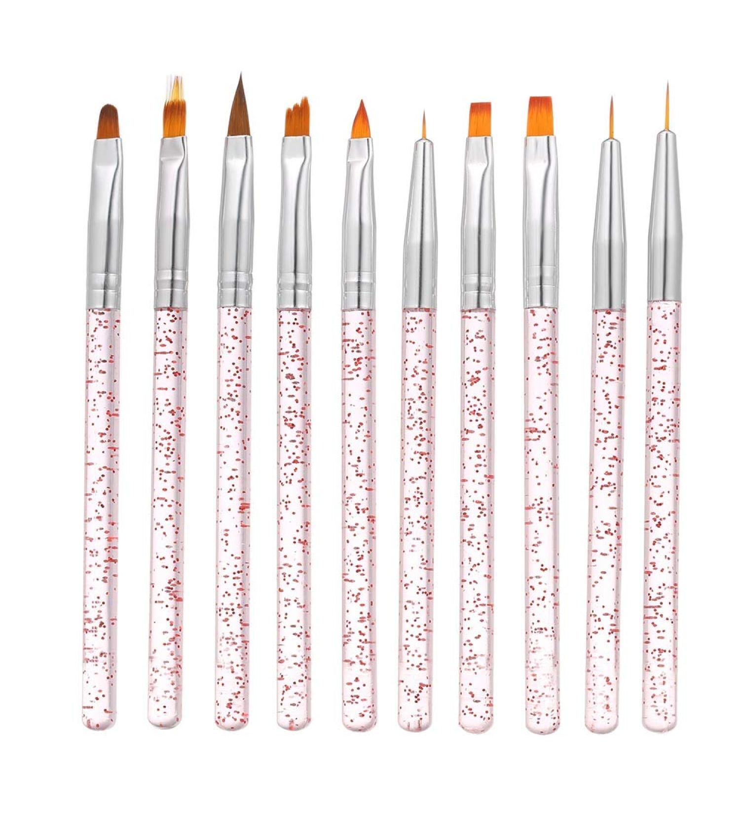 Anself 10-Part Nail Art Brush Set - Premium Painting & Drawing Pens for UV Gel & Acrylic Designs - Nail Art Essentials - Buy Online on SooperMarket.com