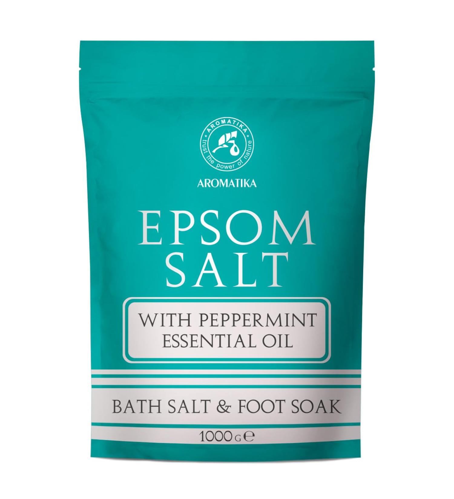 Epsom Bath Salt 35 Oz with Peppermint Essential Oil | 100% Pure Magnesium Sulphate Crystals for Skin Care & Relaxation - International Shipping - Buy Online on SooperMarket.com