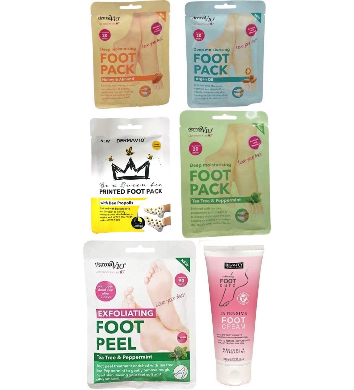 Derma V10 Foot Pack Mask (6 Pack) Deep Moisturising (Bee Propolis)