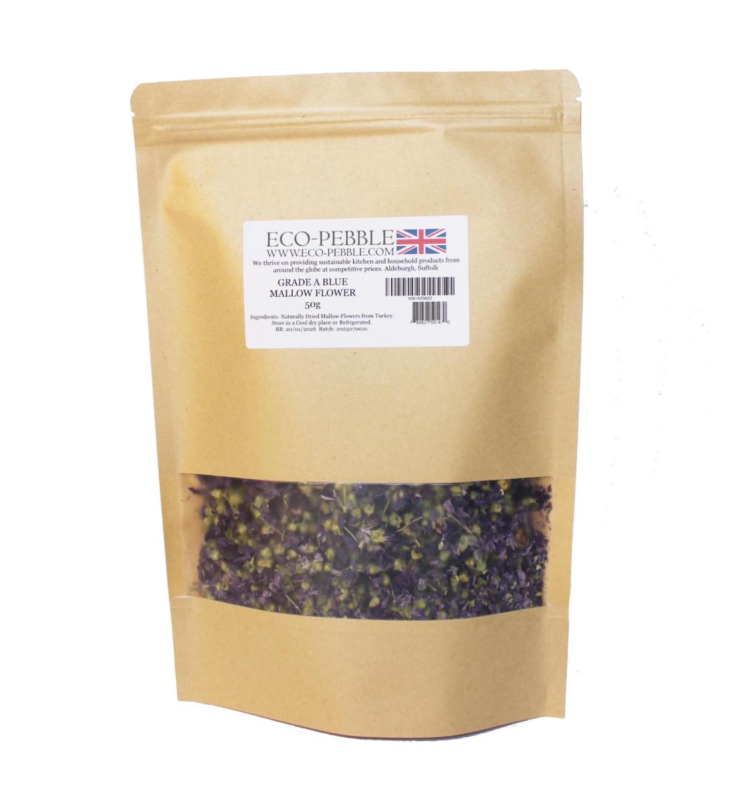 Grade A Blue Mallow Flower - Herbal Tea - Food & Cocktail Decoration - Buy Online on SooperMarket.com
