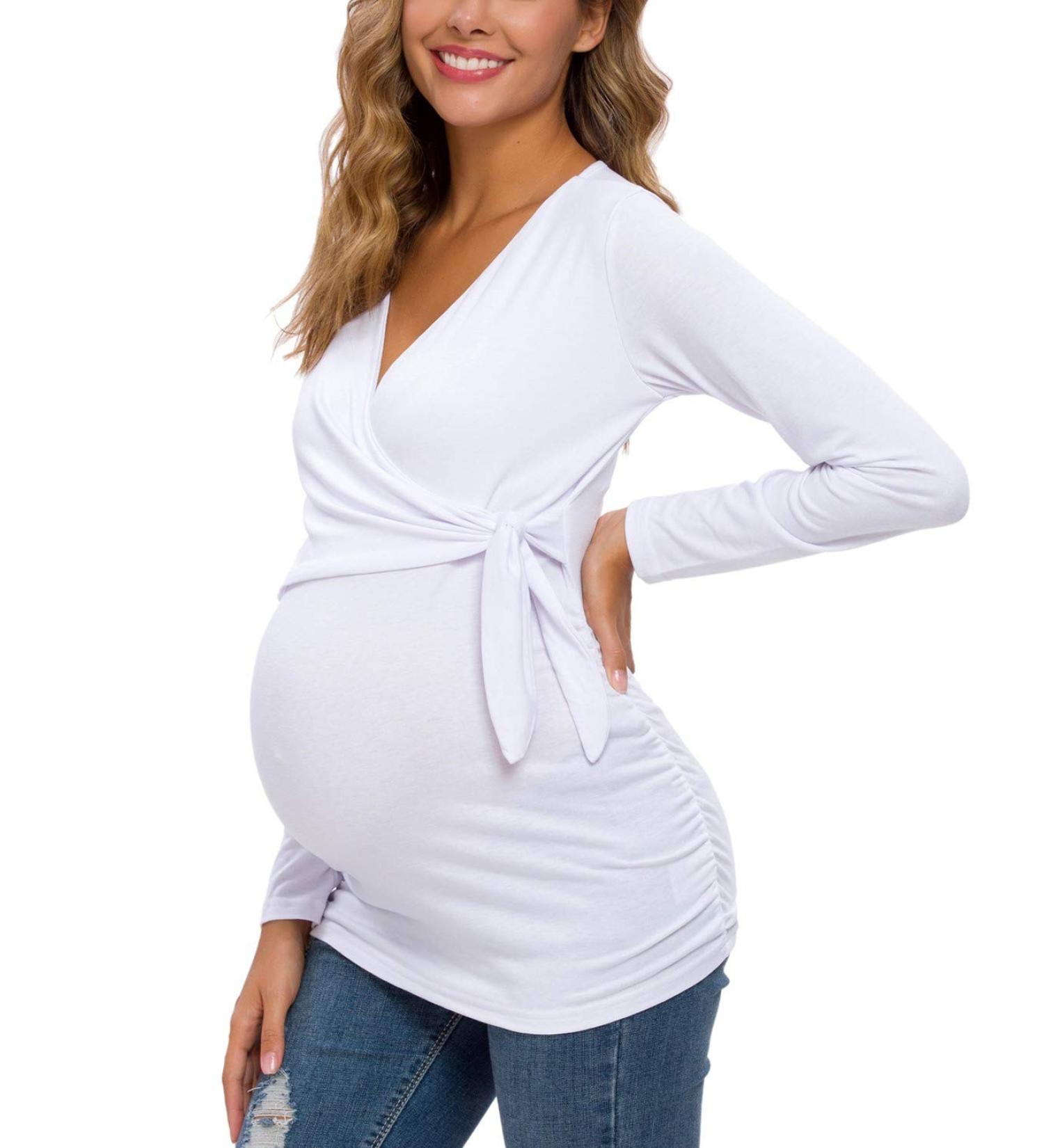 Love2Mi Maternity Nursing Top - Long Sleeve V-Neck XL White - Buy Online on SooperMarket.com