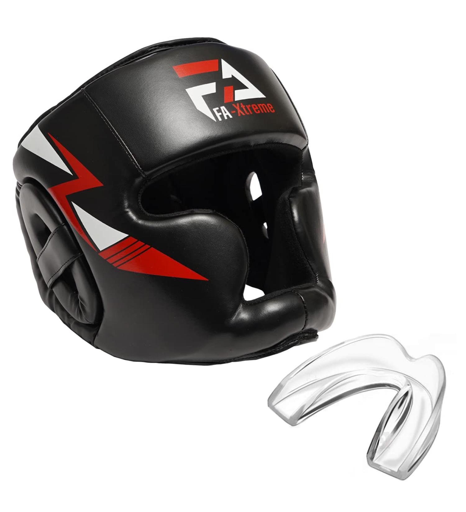 FA-Xtreme Boxing Headgear - Black | Head Gear & Mouth Guard for MMA Kickboxing | Adults & Kids 11+ Large | Ideal for Sparring & Training - Buy Online on SooperMarket.com