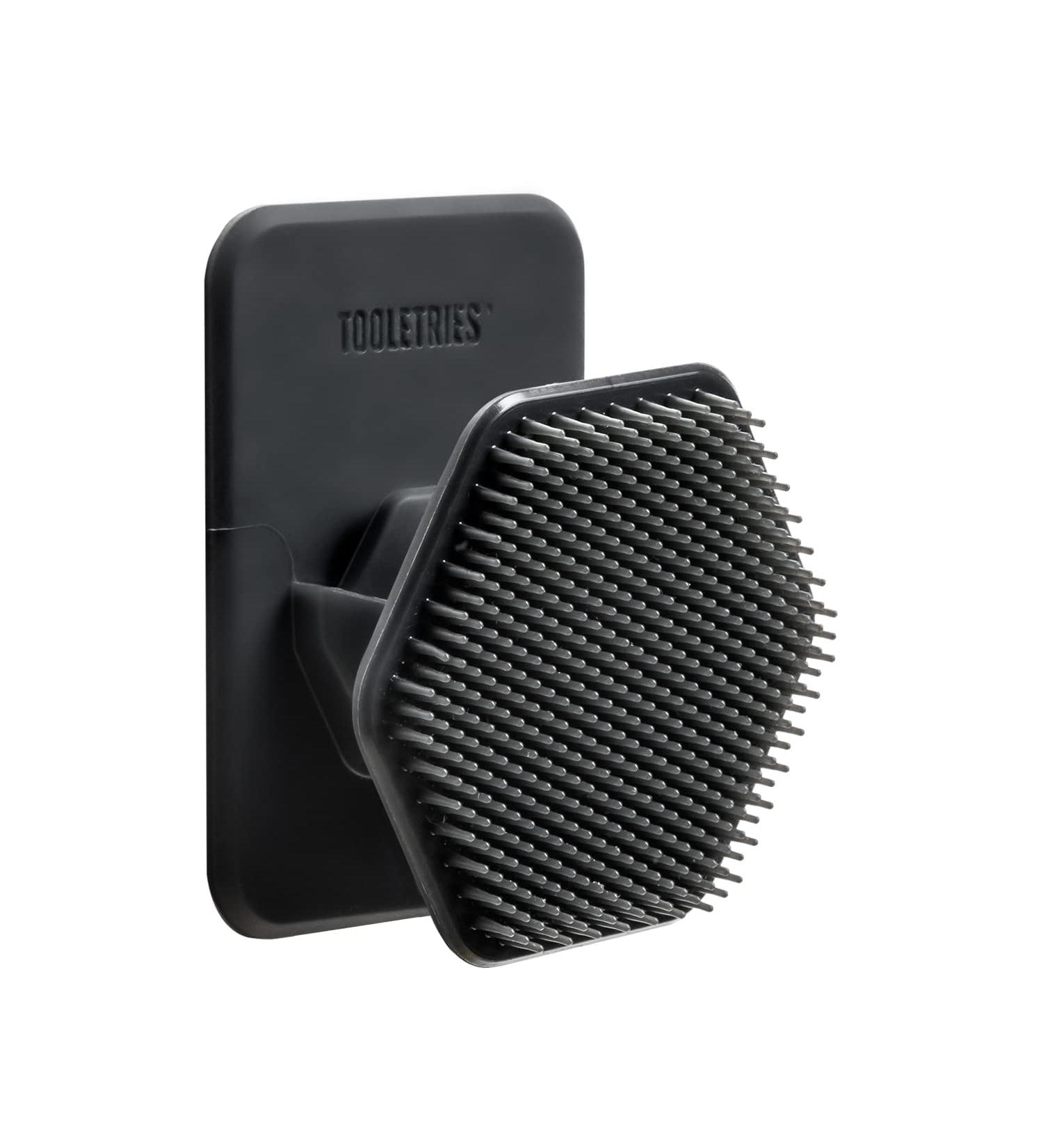 Tooletries Silicone Face Scrubber & Holder - Gentle Exfoliating Facial Cleansing Brush - Shower Storage Grip, Charcoal - Buy Online on SooperMarket.com